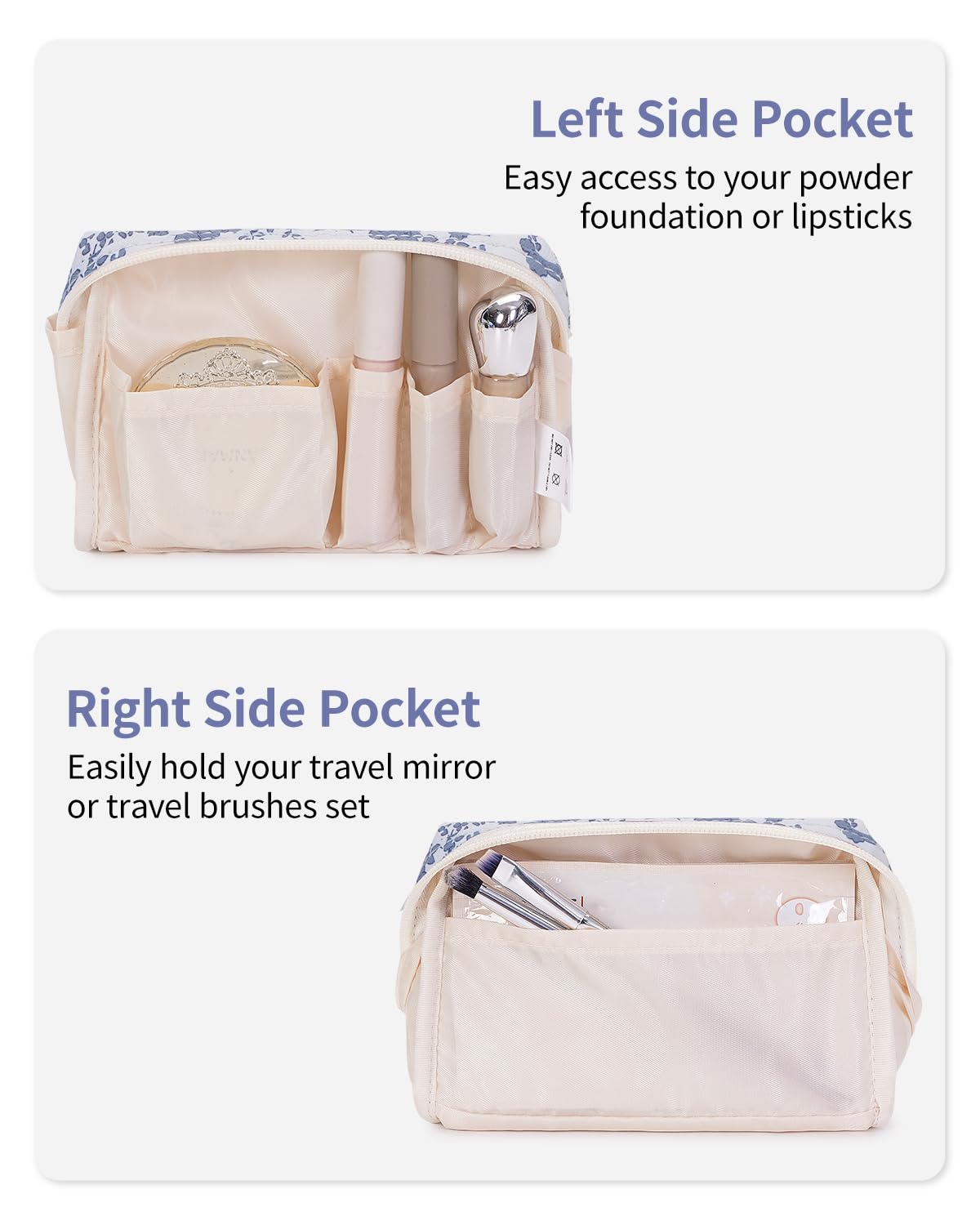 Large Makeup Bag Zipper Pouch Travel Cosmetic Organizer for Women (Mint Green Checkerboard, Large)