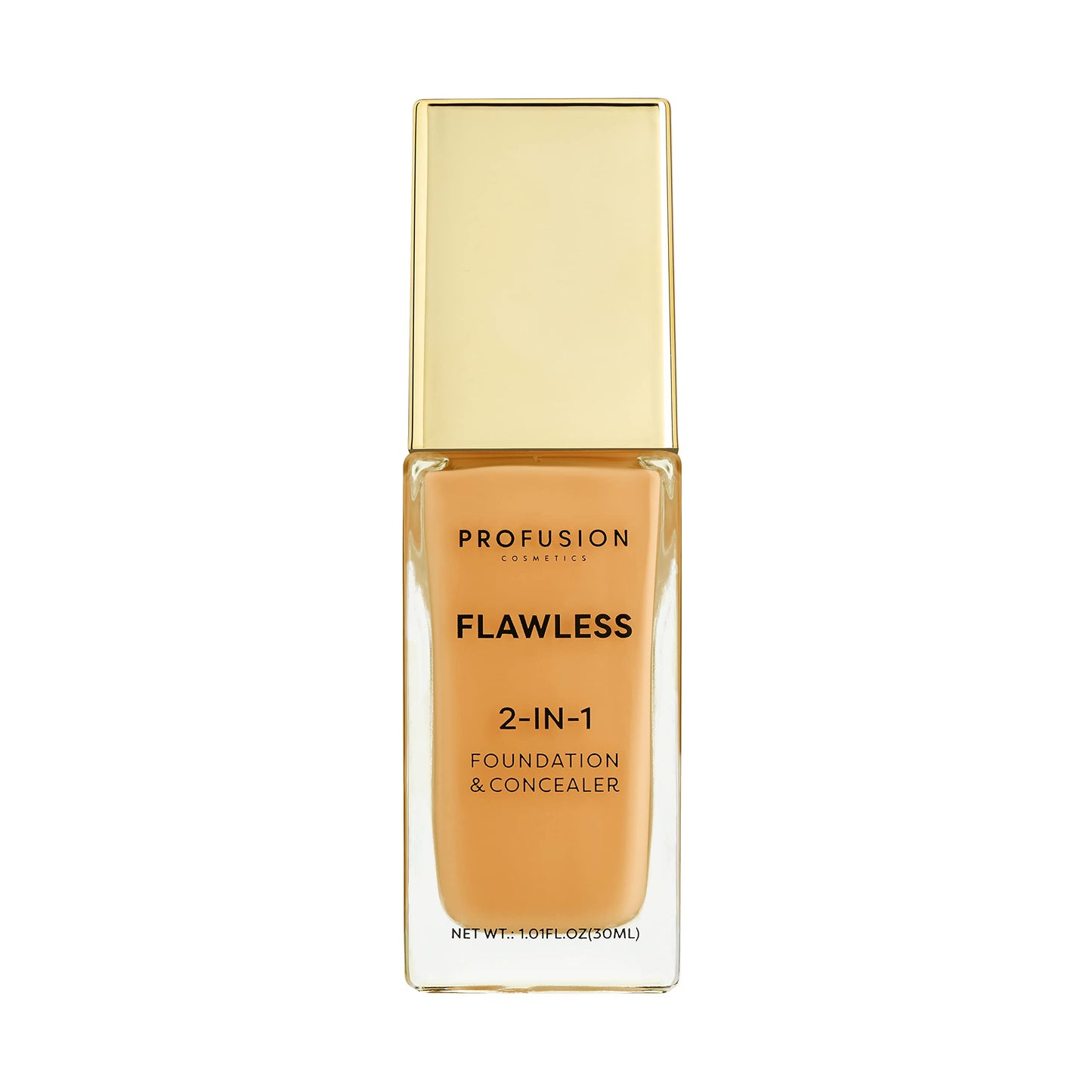 Profusion Cosmetics 2-In-1 Foundation and Concealer for Medium Deep Skin Tone, Flawless Full Coverage and Matte Finish with Convenient Solution for Achieving Polished Look - Golden Tan