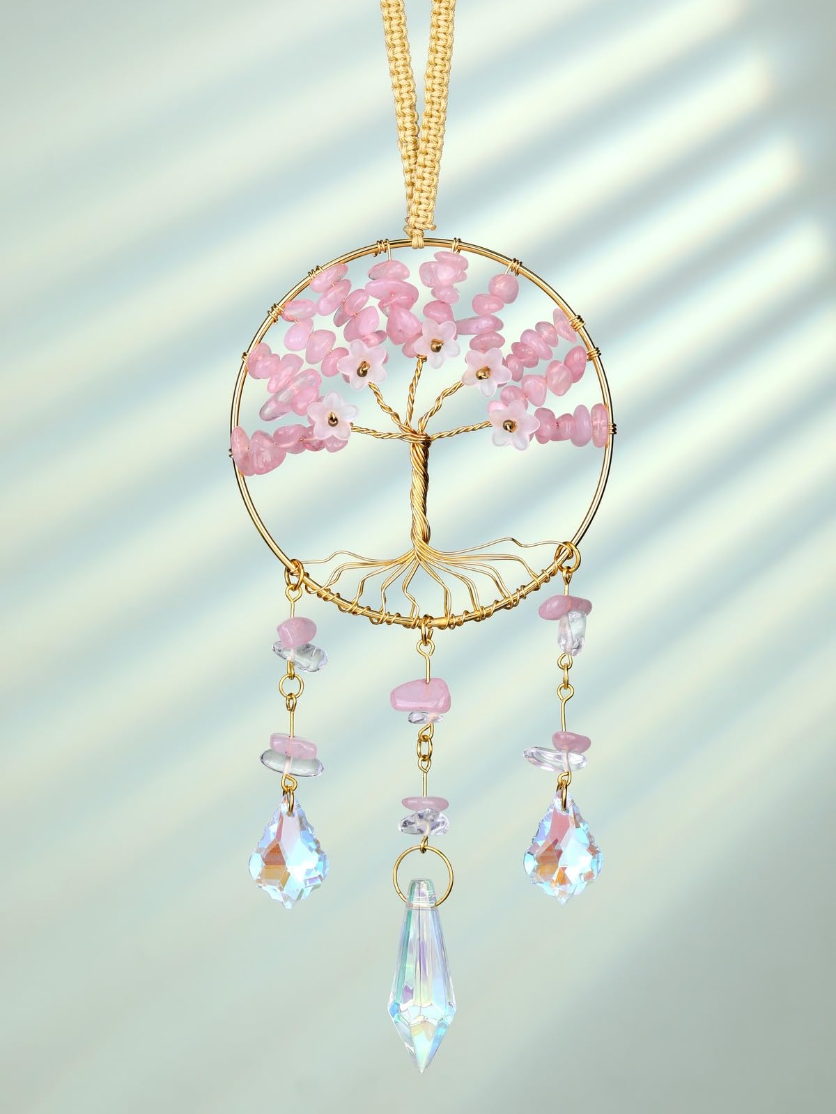 JOVIVI Chakra Tree of Life Crystals Suncatcher Hanging Ornaments Gifts for Women,Healing Crystal Gemstone Chakra Gifts,Sun Catchers for Windows Home Garden Decor