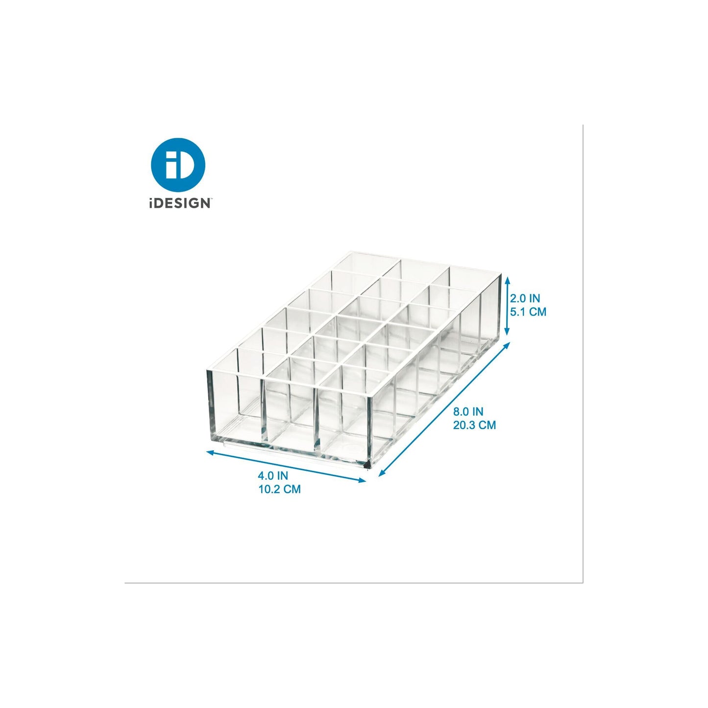 iDesign Storage Drawer from the Signature Series by Sarah Tanno, Rectangular PET Makeup Tray for Beauty Products, Cosmetic Organiser System, Clear/Matte White, 10.2 cm x 20.3 cm x 5 cm