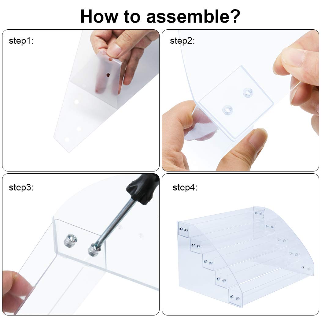 KINGROW Nail Polish Organizer Holder Rack 6 Layers Acrylic Display Rack Eyeglasses Shelf Essential Oils Ink Storage Holds Up to 96 (Fit 1-2oz Bottles)