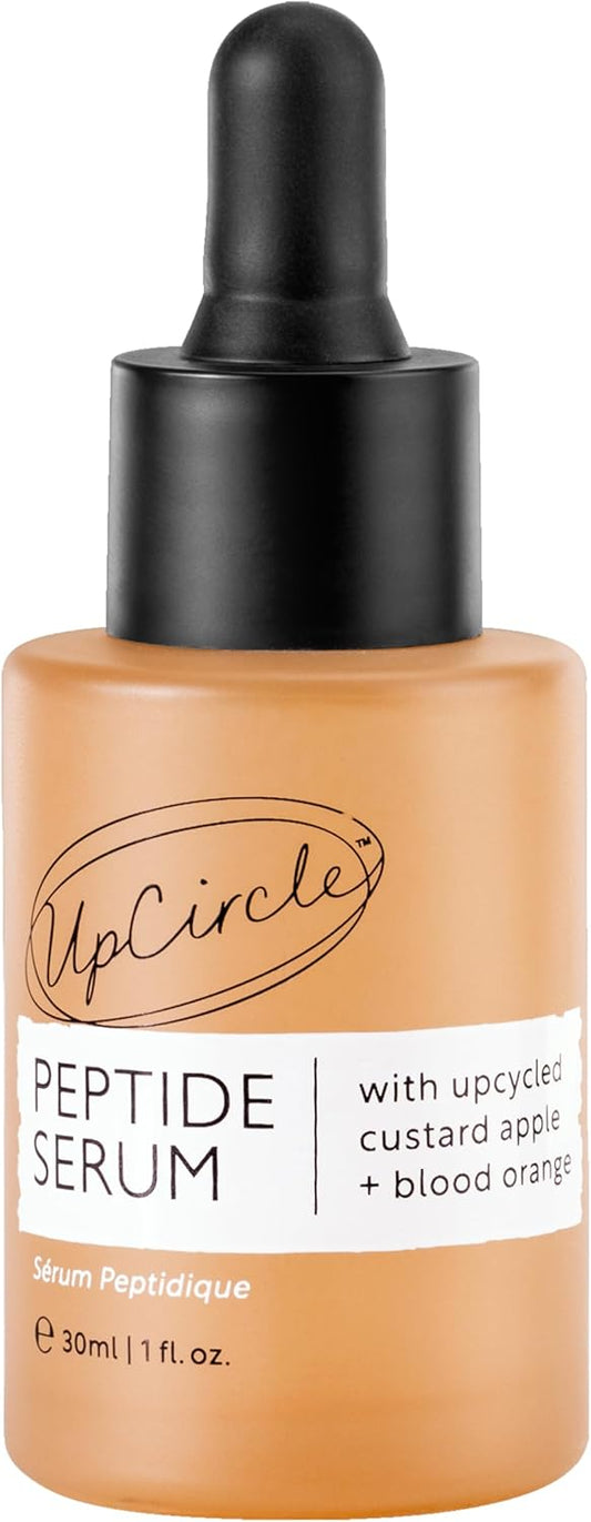 UpCircle Peptide Serum 30ml – Improves Skin Elasticity + Boosts Collagen – Custard Apple, Rich In Vitamin C + Blood Orange Brightens Skin - Vegan + Cruelty-Free