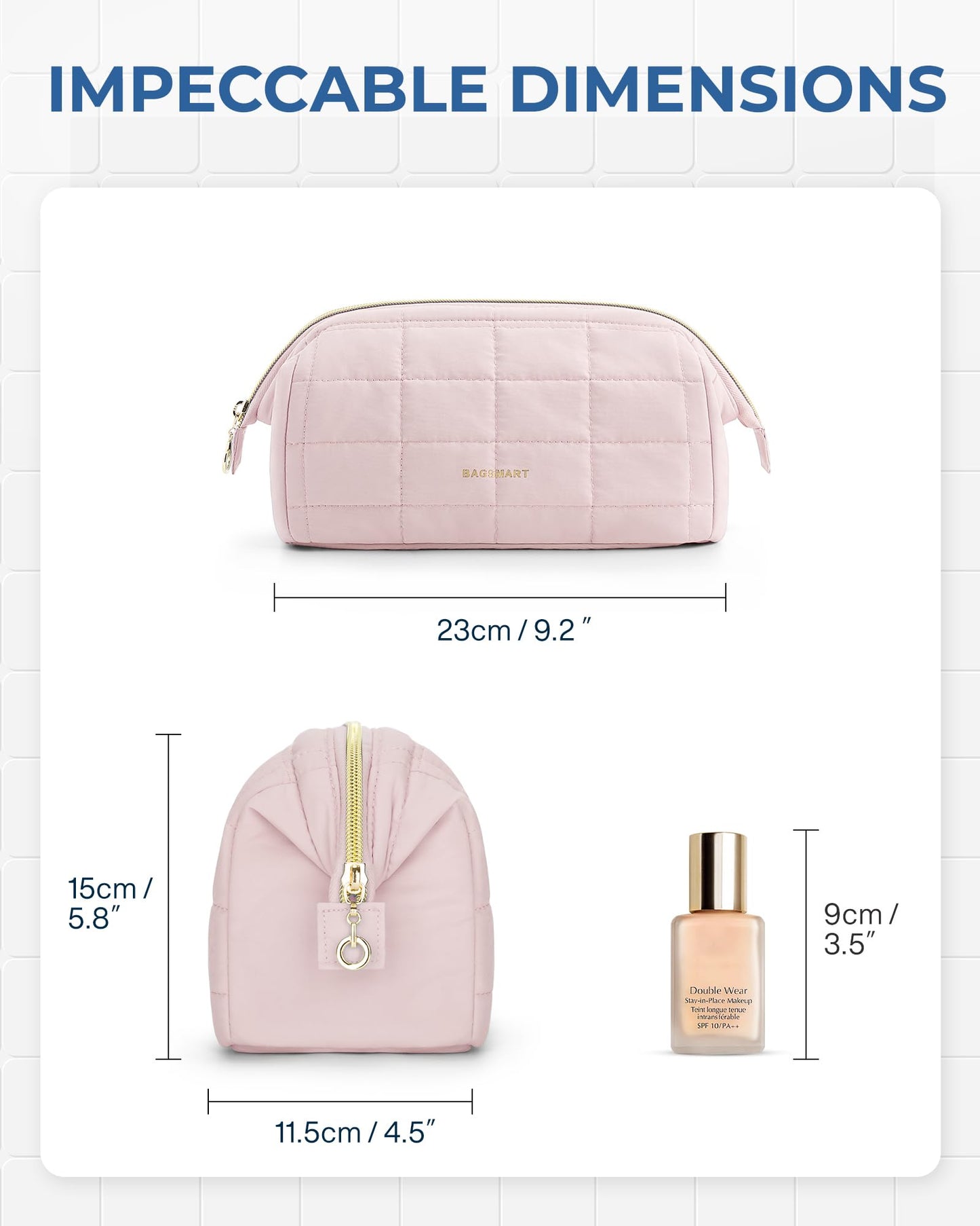 BAGSMART Makeup Bag Travel Cosmetic Bag, Puffy Padded Make Up Bags for Women, Large Capacity Wide-Open Travel-Size Toiletries Pouch, Purple