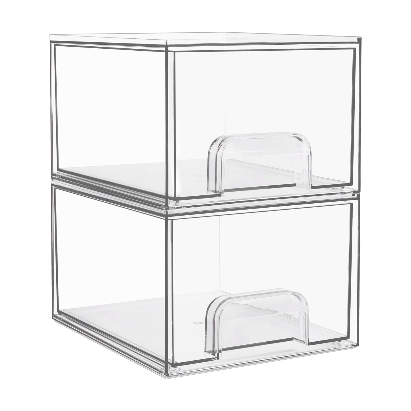 Vtopmart 3 Pack Clear Small Stackable Storage Drawers, Acrylic Bathroom Makeup Organiser, Plastic Storage Box For Vanity, Under Sink, Kitchen Cupboard, Pantry, Home Organization
