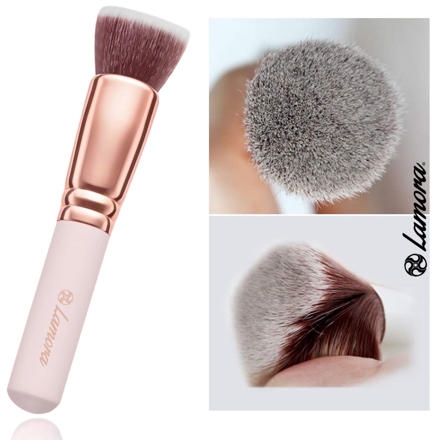 Make Up Brush Foundation Kabuki Flat Top - Perfect For Blending Liquid, Cream or Flawless Powder Cosmetics - Buffing, Stippling, Concealer - Premium Quality Synthetic Dense Bristles!