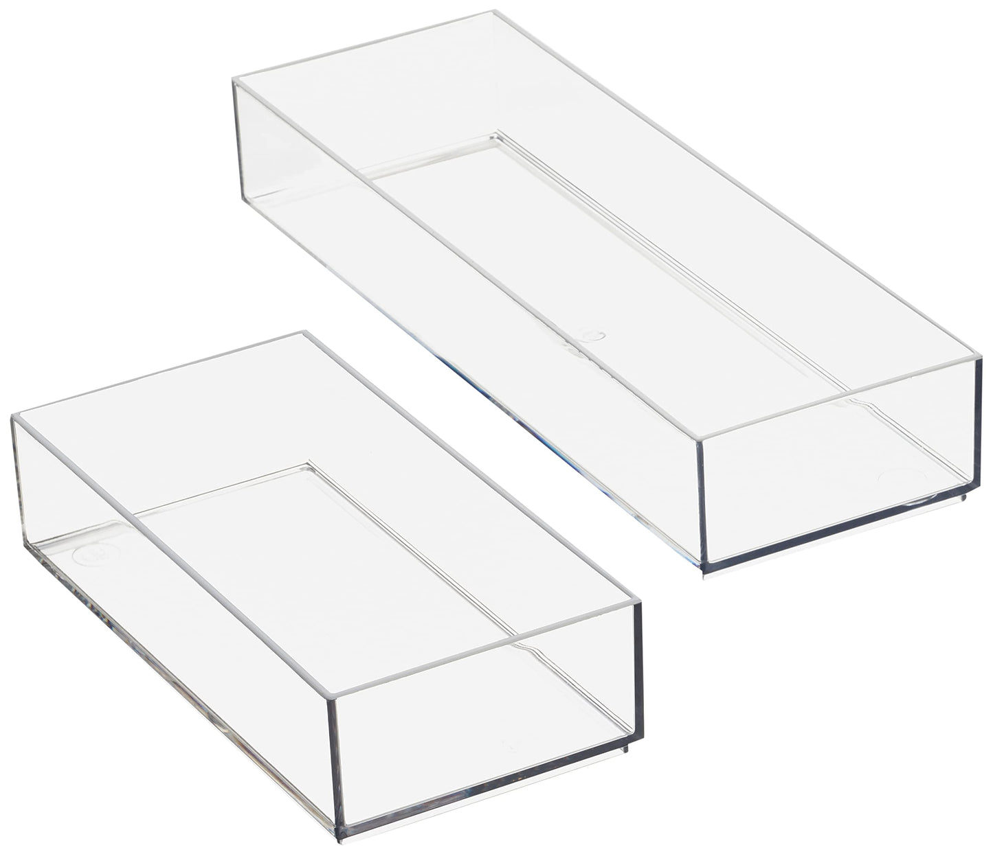 iDesign Storage Drawer from the Signature Series by Sarah Tanno, Rectangular PET Makeup Tray for Beauty Products, Cosmetic Organiser System, Clear/Matte White, 10.2 cm x 20.3 cm x 5 cm