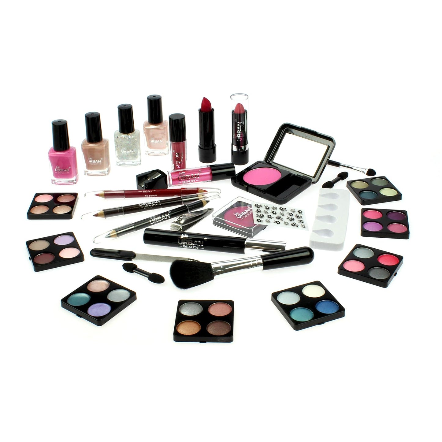 LOVE URBAN BEAUTY Dazzling Makeup Case – 60-Piece Makeup and Nail Set for Teenagers – Elegant Silver Box – Compact and Lightweight Design – Travel-Friendly Women’s Makeup Set