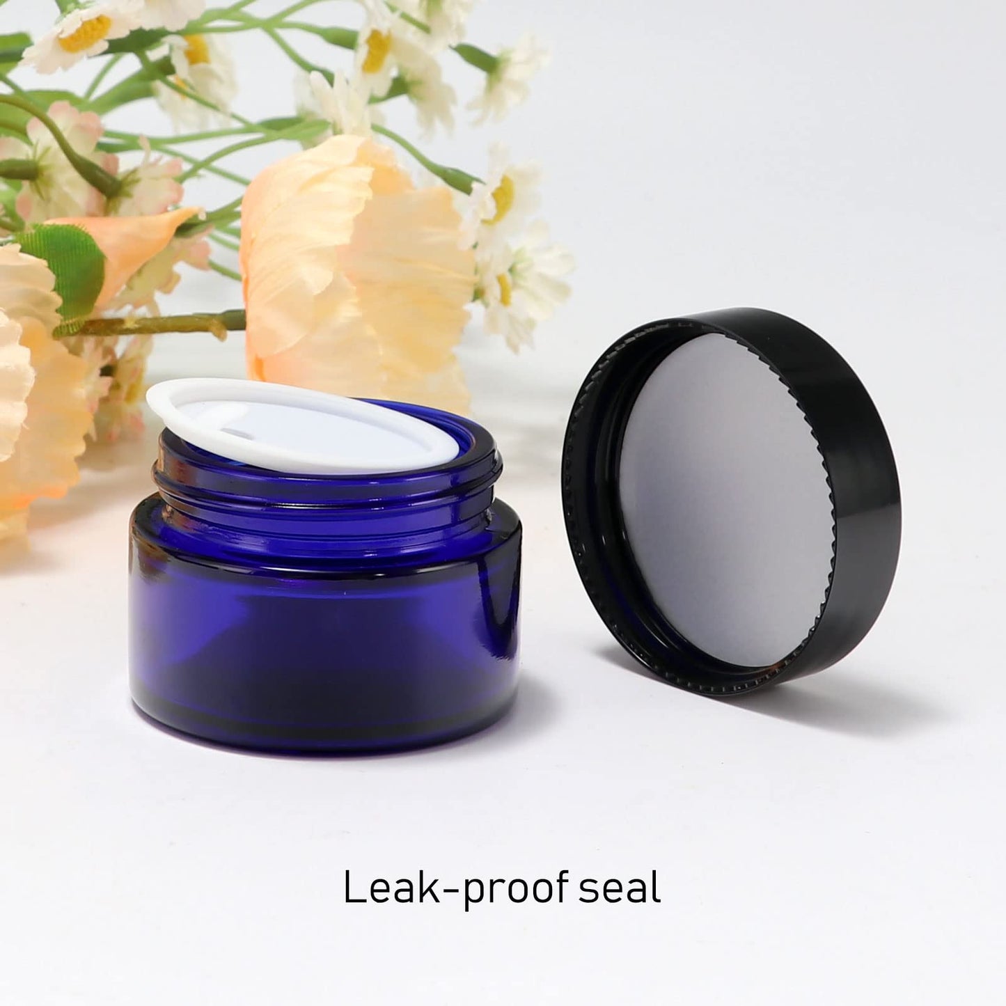 4 oz Amber Glass Round Jars with Black Lids, 6 Pack Empty Cosmetic Jars Face Cream Storage Containers for Powder,Lotion,Beauty Products,Travel Favors