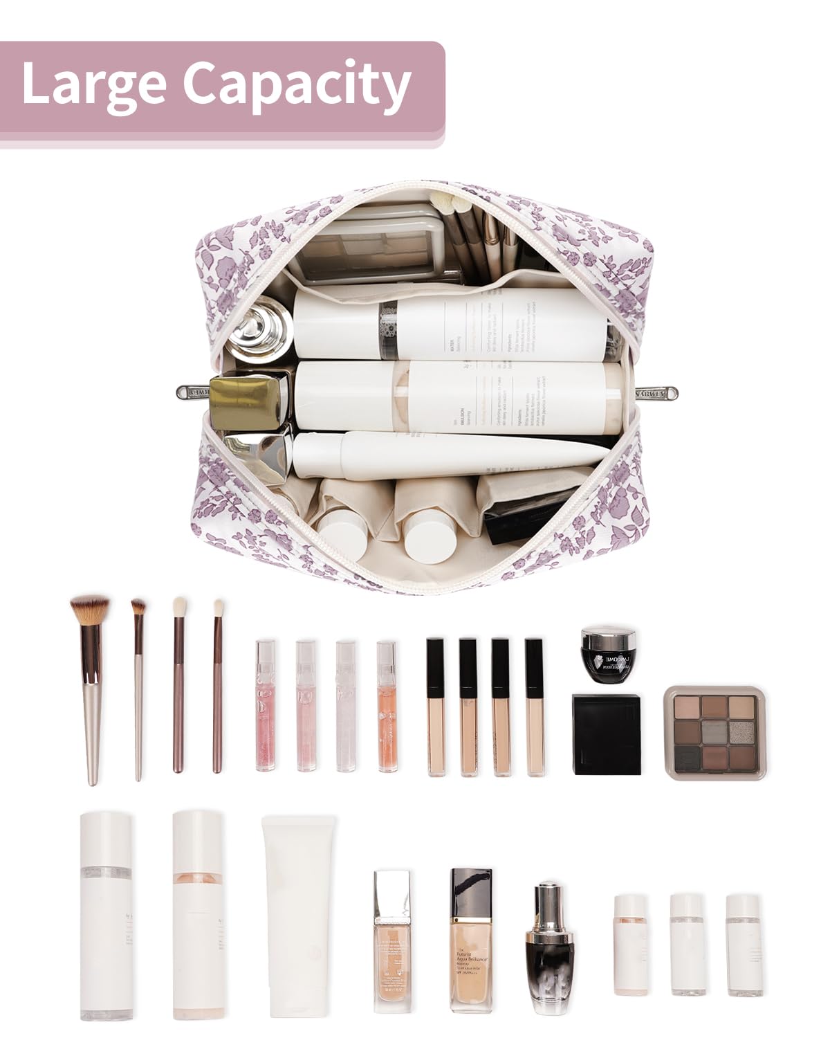 Large Makeup Bag Zipper Pouch Travel Cosmetic Organizer for Women (Mint Green Checkerboard, Large)