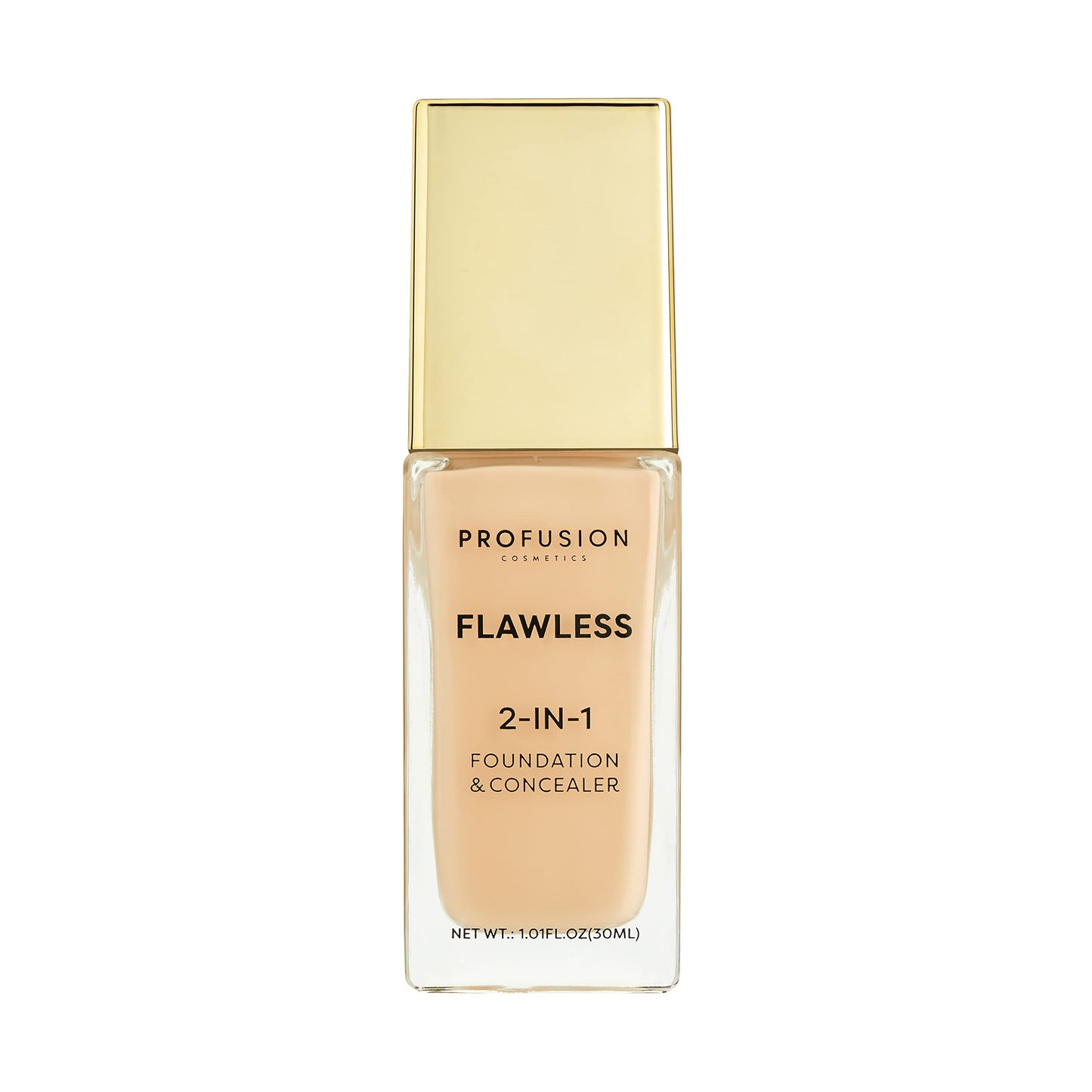Profusion Cosmetics 2-In-1 Foundation and Concealer for Medium Deep Skin Tone, Flawless Full Coverage and Matte Finish with Convenient Solution for Achieving Polished Look - Golden Tan