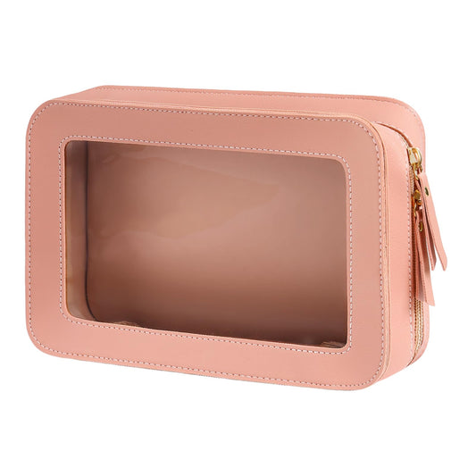 Clear Makeup Bag Travel Toiletries Bags for Women Cosmetic Bags with Double Zippers Waterproof Small Makeup Bag for Ladies Girls