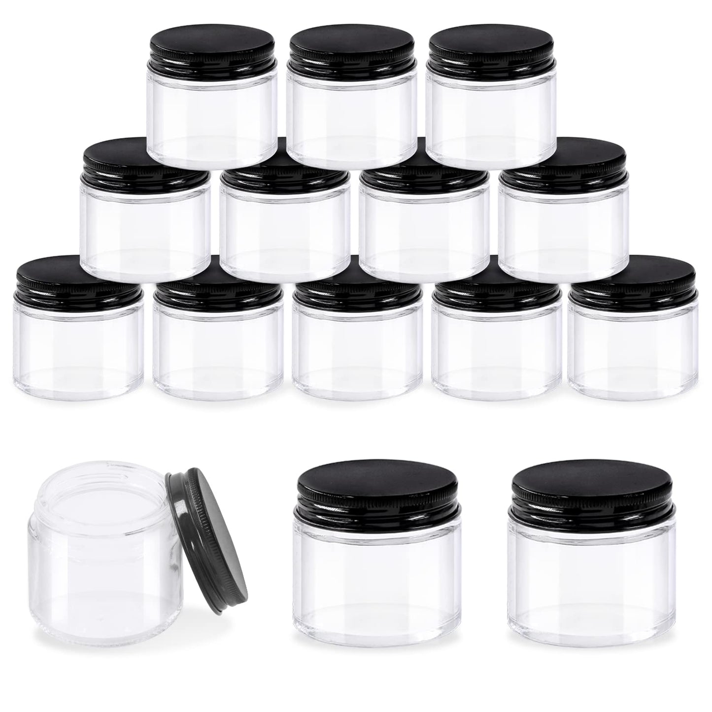 Glarks 8 Pack 8oz/240ml Glass Jars with Lids, Round Clear Glass Jars with Inner Liner and Black Lids for Storing Creams, Beauty Products, Cosmetic and Ointments