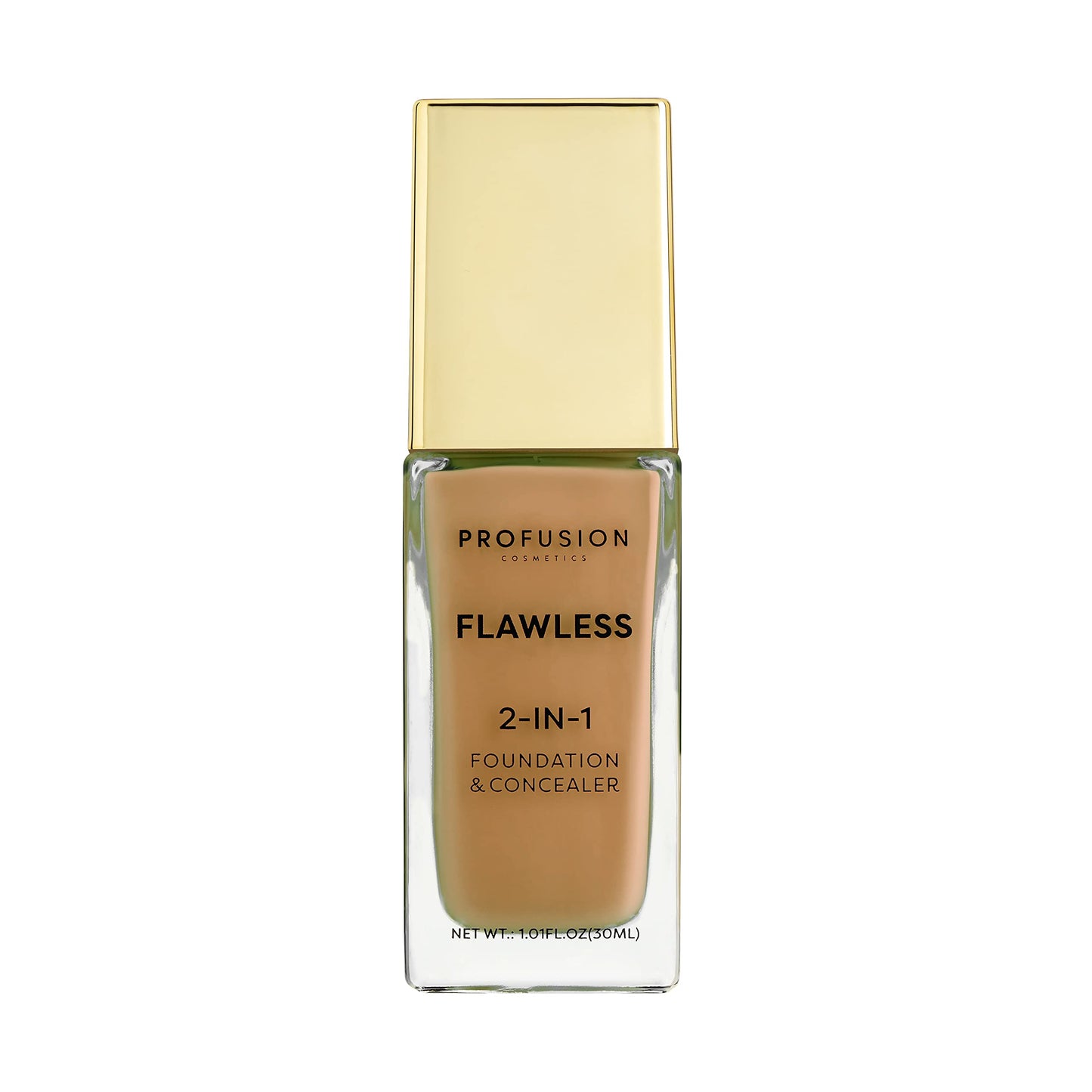 Profusion Cosmetics 2-In-1 Foundation and Concealer for Medium Deep Skin Tone, Flawless Full Coverage and Matte Finish with Convenient Solution for Achieving Polished Look - Golden Tan