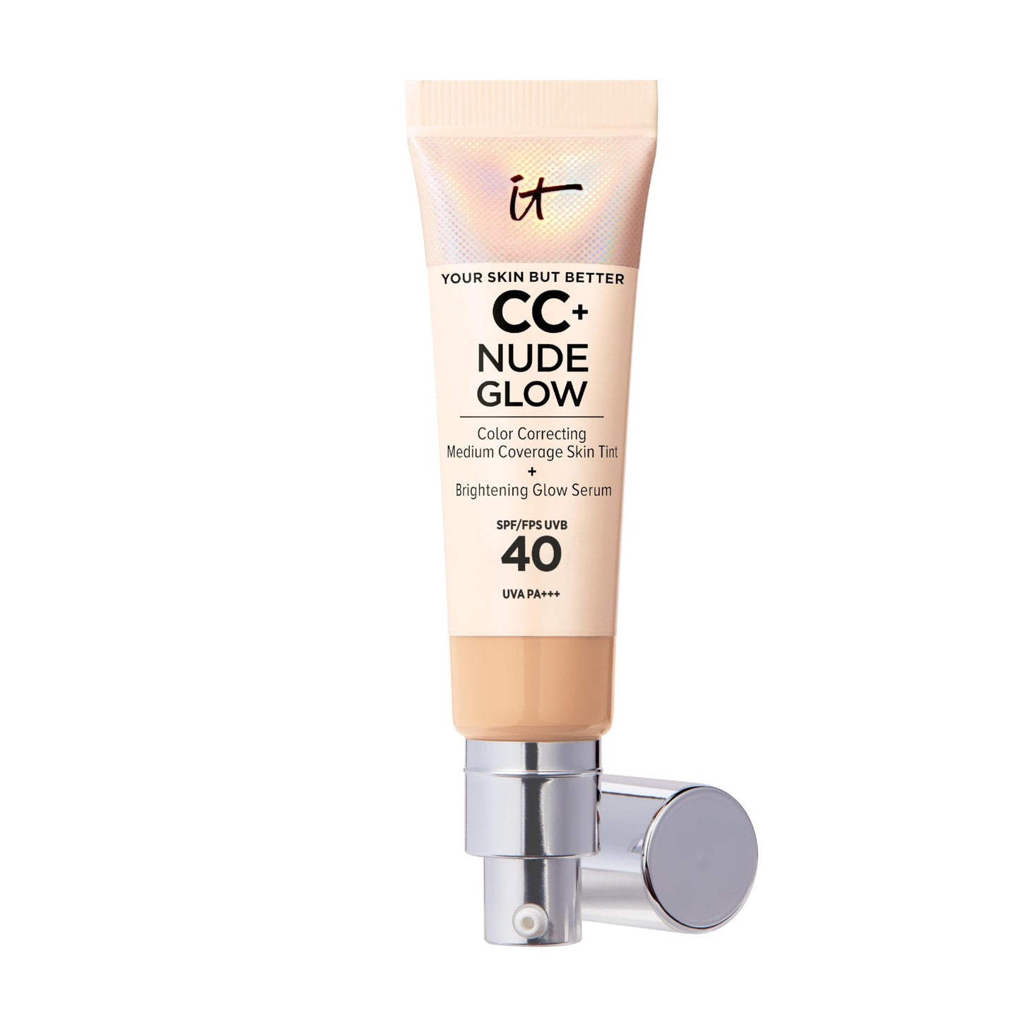 IT Cosmetics Your Skin But Better CC+ Cream Nude Glow, SPF 40, Lightweight Medium Coverage Foundation with 90% Skincare Base & 2% Niacinamide, for Brighter, Hydrated Skin, 32Ml
