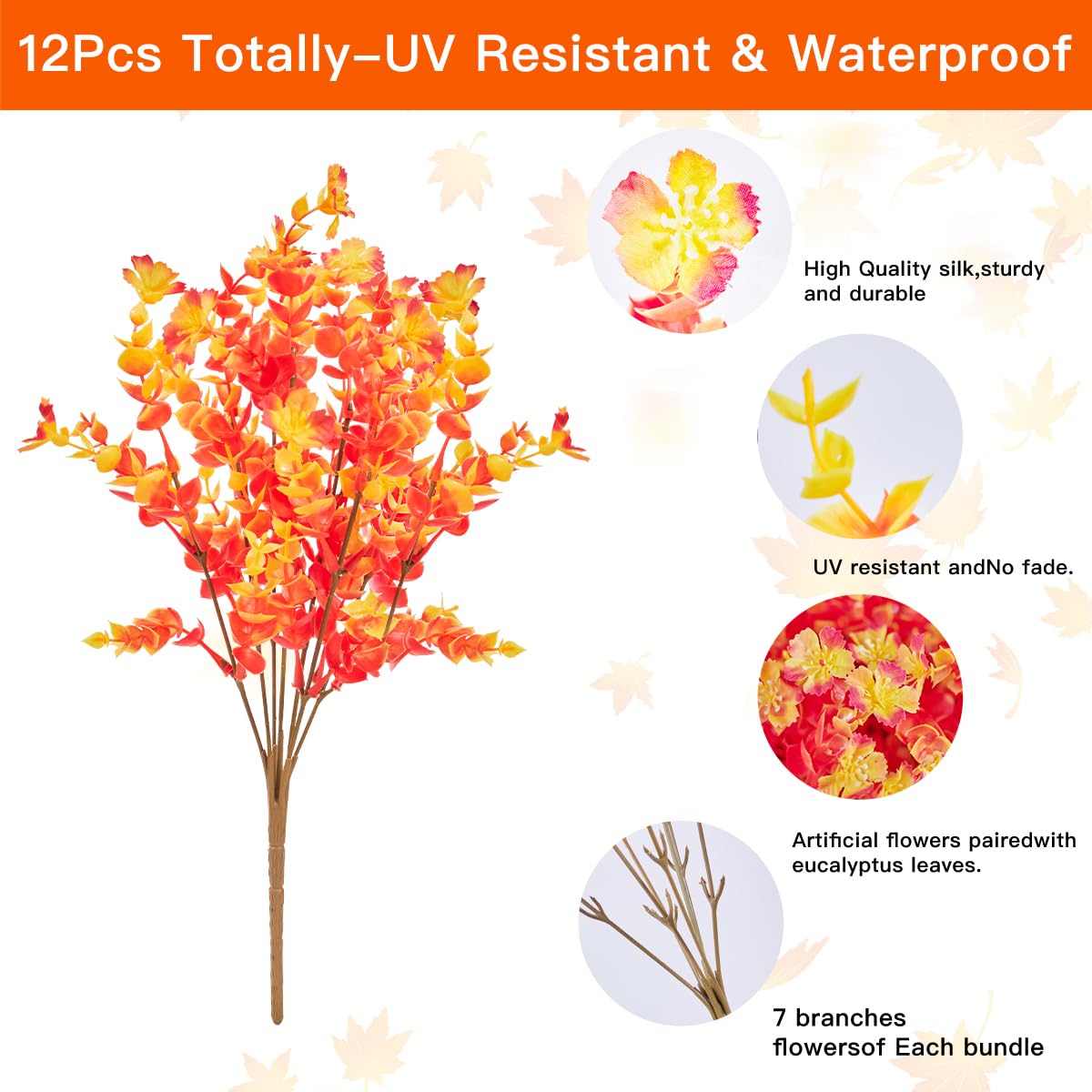 12 Bundles Artificial Fall Flowers No Fade Faux Autumn Plants,Fake Indoor Outdoor Greenery for Thanksgiving Christmas Wedding Party Home Garden Décor (Autumn)