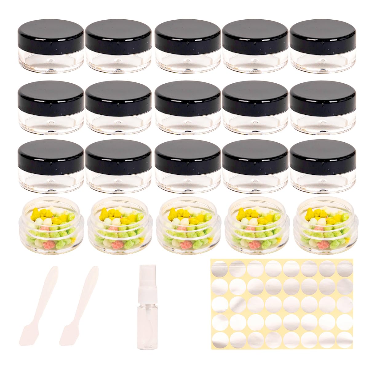 70 Pcs Empty Plastic Cosmetic Jars, 5ml Sample Containers Pots Bottles,sample pots for cosmetics, Travel Cosmetic Jar Pots with Lids,travel pots for cream,travel cream pots for toiletries