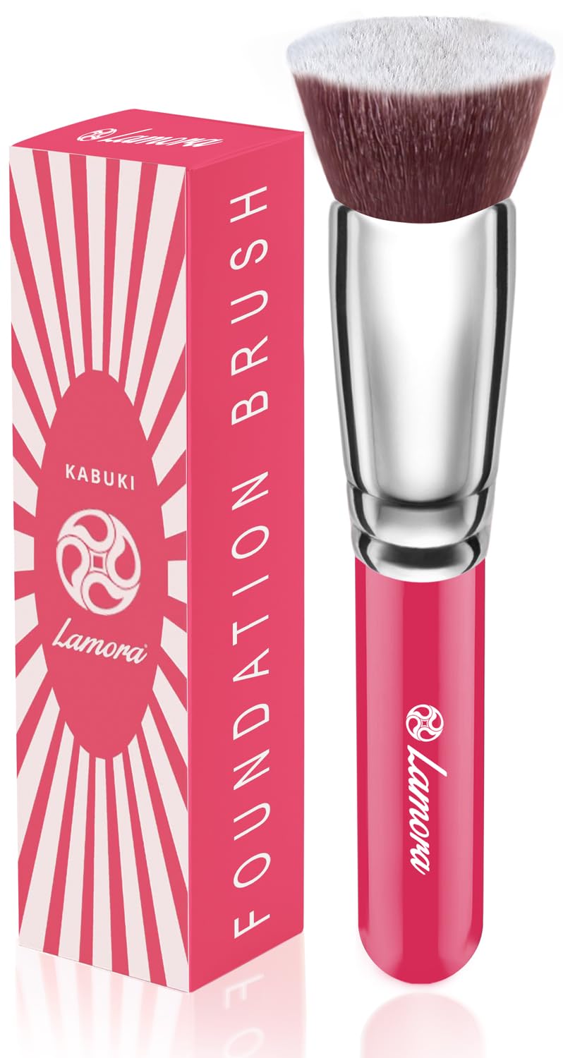 Make Up Brush Foundation Kabuki Flat Top - Perfect For Blending Liquid, Cream or Flawless Powder Cosmetics - Buffing, Stippling, Concealer - Premium Quality Synthetic Dense Bristles!