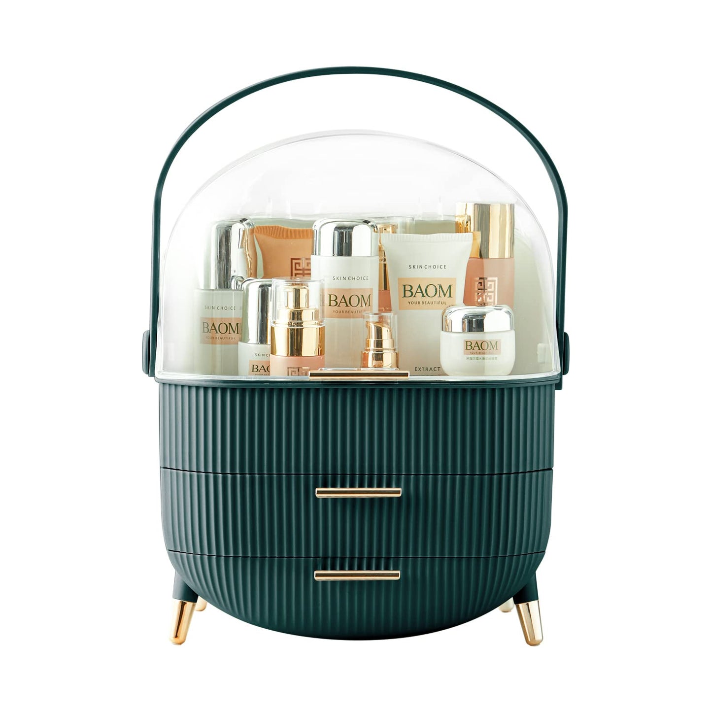 Multi-Function Make Up Case Dustproof Cosmetic Storage Box, Organizer Skin Care Products Jewelry Organizer Finishing Box for Bedroom Bathroom Desktop (Pink)