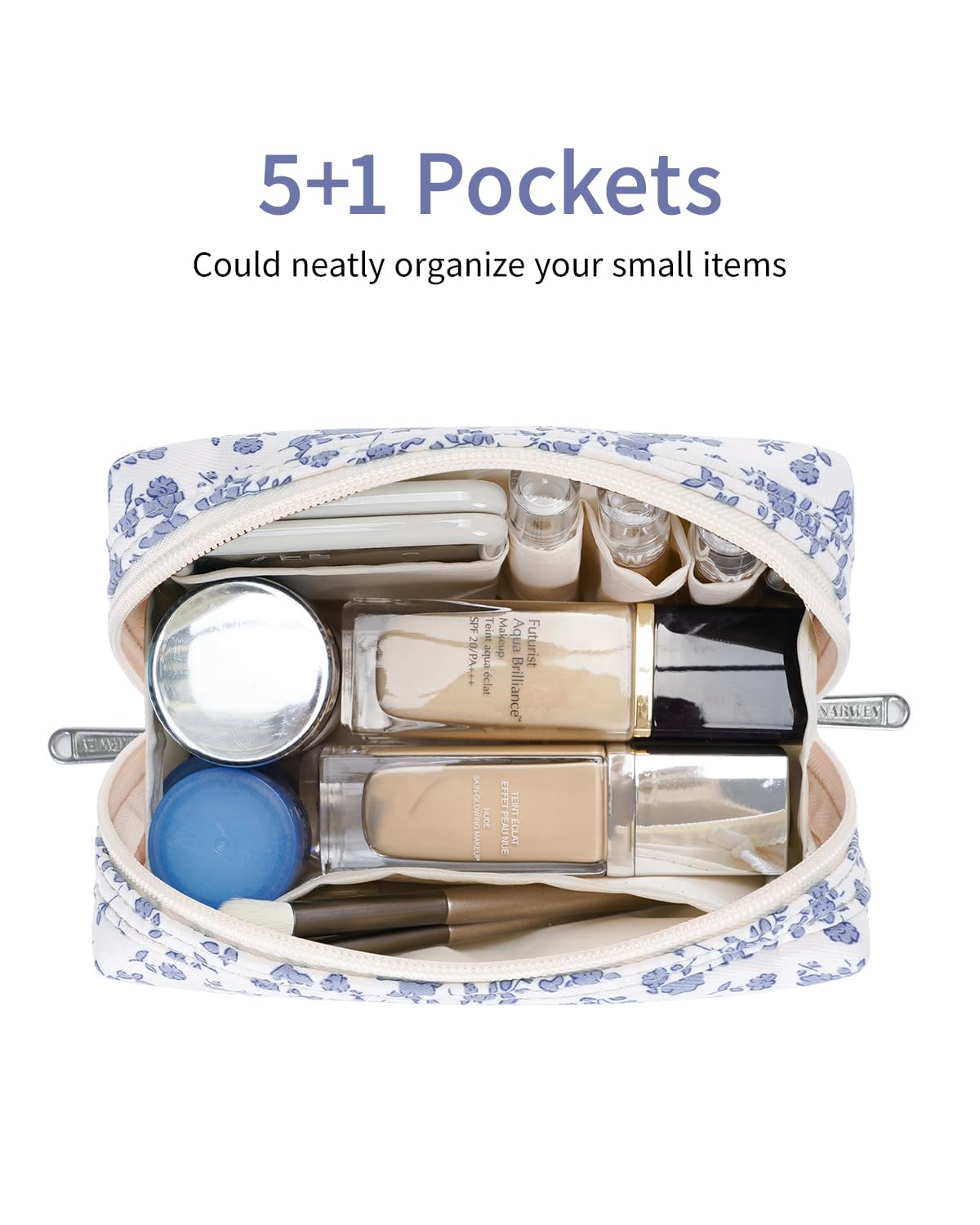 Large Makeup Bag Zipper Pouch Travel Cosmetic Organizer for Women (Mint Green Checkerboard, Large)