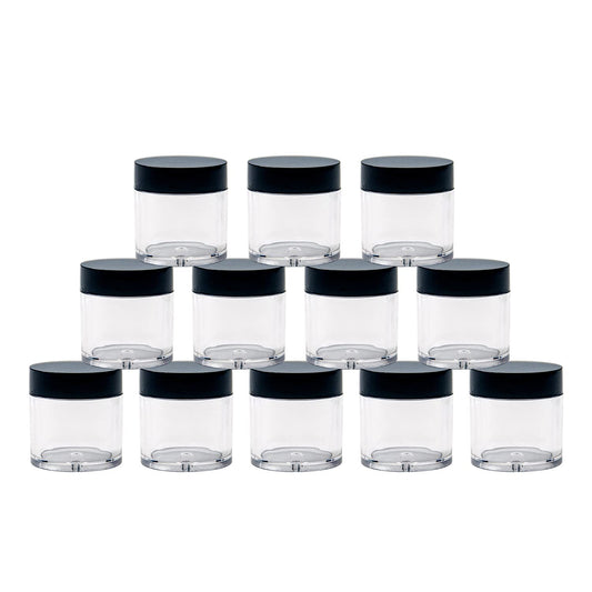 12pcs 10 Gram 10ml Jars, Sample Pots, Mini Jars With Lids, Clear Round Plastic Jar With 1 Mini Spatulas For Various Cosmetic Products, Samples， Eye Shadow Lip Balm, and Nail Powder