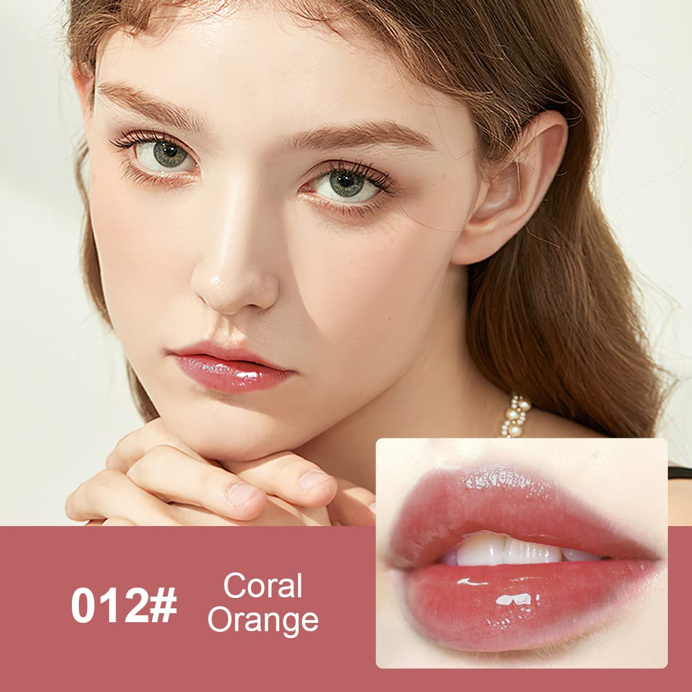 AOOWU Plumping Lip Oil Tinted, Moisturizing Lip Oil Long Lasting Nourishing Lip, Hydrating Lip Gloss Tint Lipstick for Women, Glitter Shine Liquid Lipstick, Lip Glaze Makeup Cosmetic