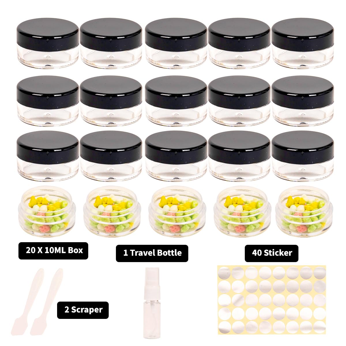 70 Pcs Empty Plastic Cosmetic Jars, 5ml Sample Containers Pots Bottles,sample pots for cosmetics, Travel Cosmetic Jar Pots with Lids,travel pots for cream,travel cream pots for toiletries