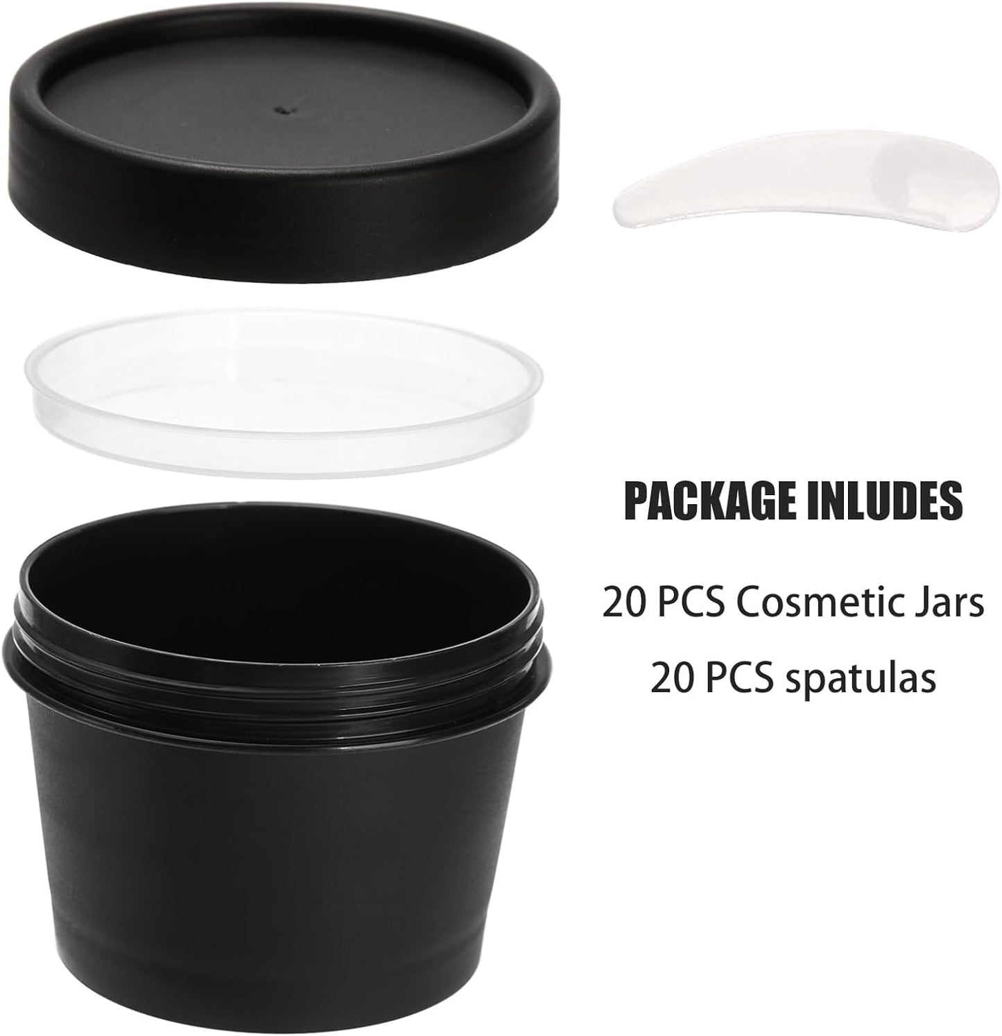 Nicunom 20 Pack 100ml Plastic Cosmetic Container Jars, Leakproof Makeup Containers Refillable Plastic Pot Jars with Lids for DIY or Travel Storage Lotions, Cream, Body Butter, Slime & Beauty Products