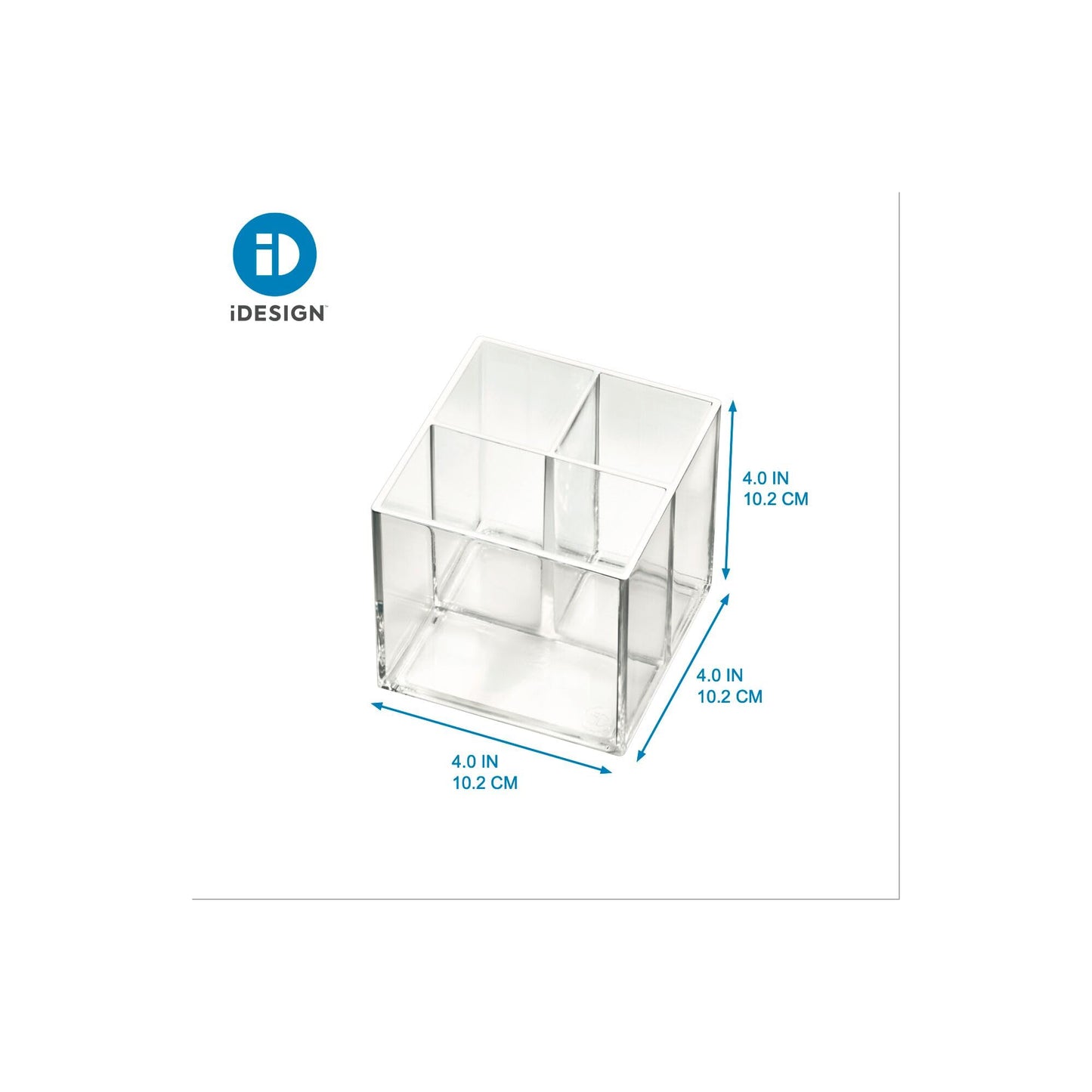 iDesign Storage Drawer from the Signature Series by Sarah Tanno, Rectangular PET Makeup Tray for Beauty Products, Cosmetic Organiser System, Clear/Matte White, 10.2 cm x 20.3 cm x 5 cm