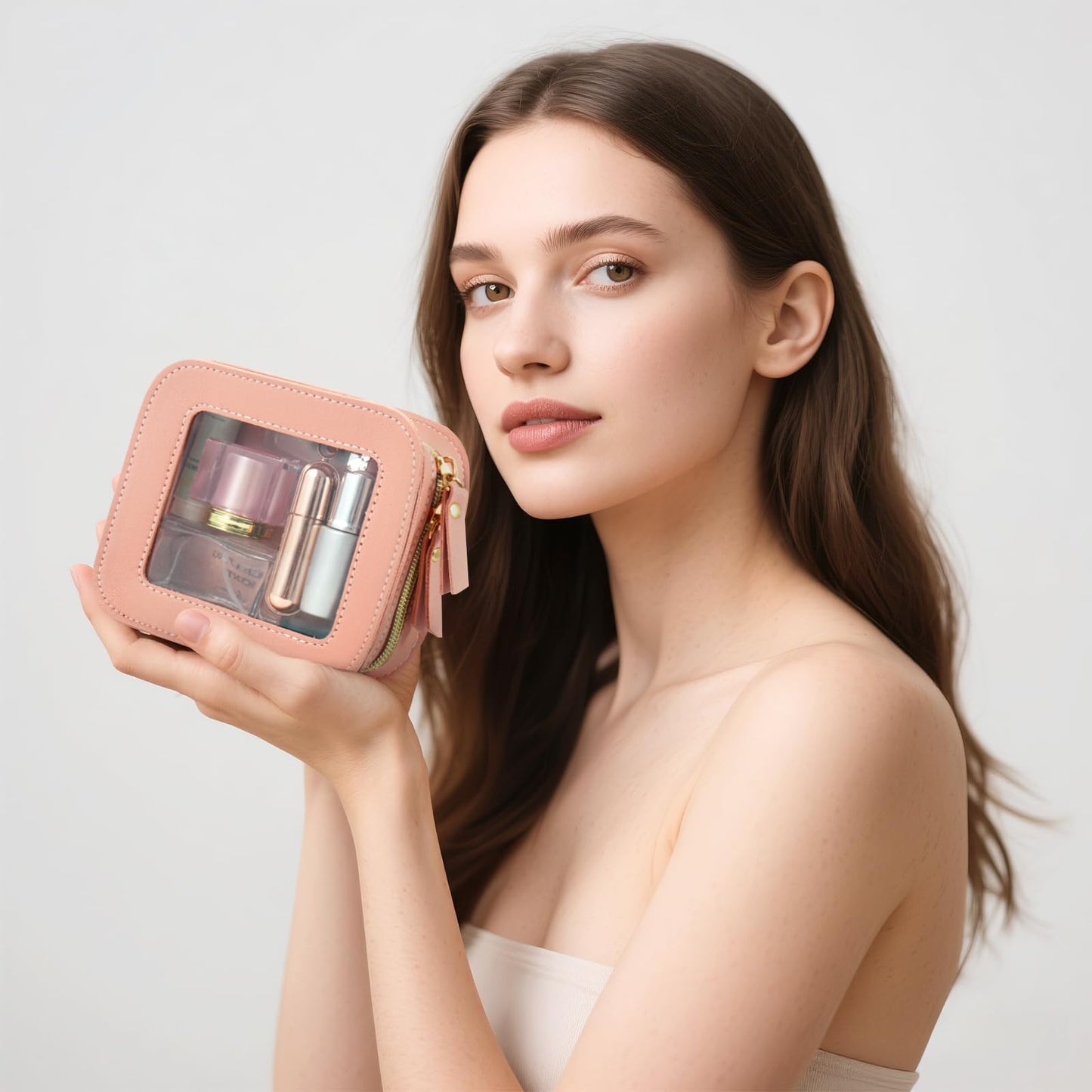 Clear Makeup Bag Travel Toiletries Bags for Women Cosmetic Bags with Double Zippers Waterproof Small Makeup Bag for Ladies Girls