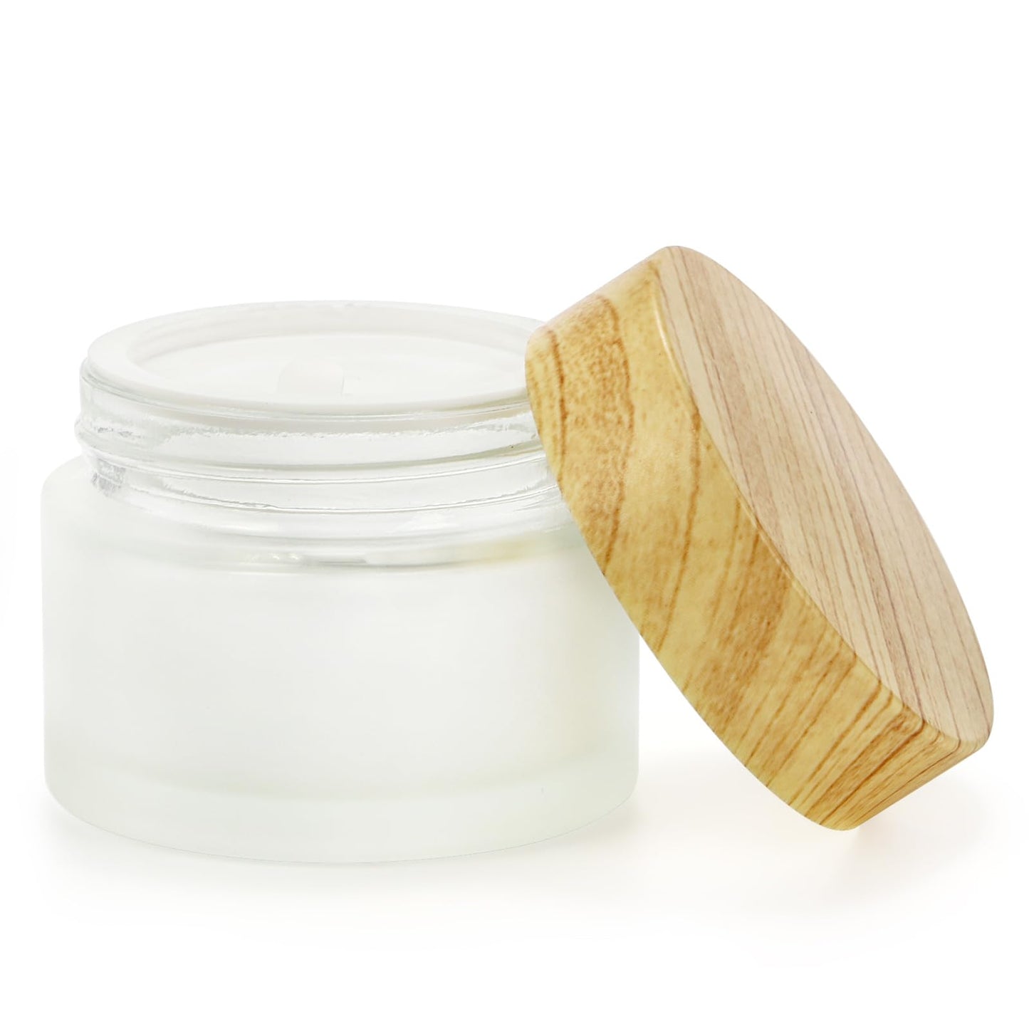 ZENFUN 16 Pcs Glass Cosmetic Containers 50 Gram/50ml Empty Sample Jar with Plastic Lid, Frosted Glass Bottle, Small Makeup Sample Jars, Refillable Travel Jars for Cream, Lotions, Lip Balm