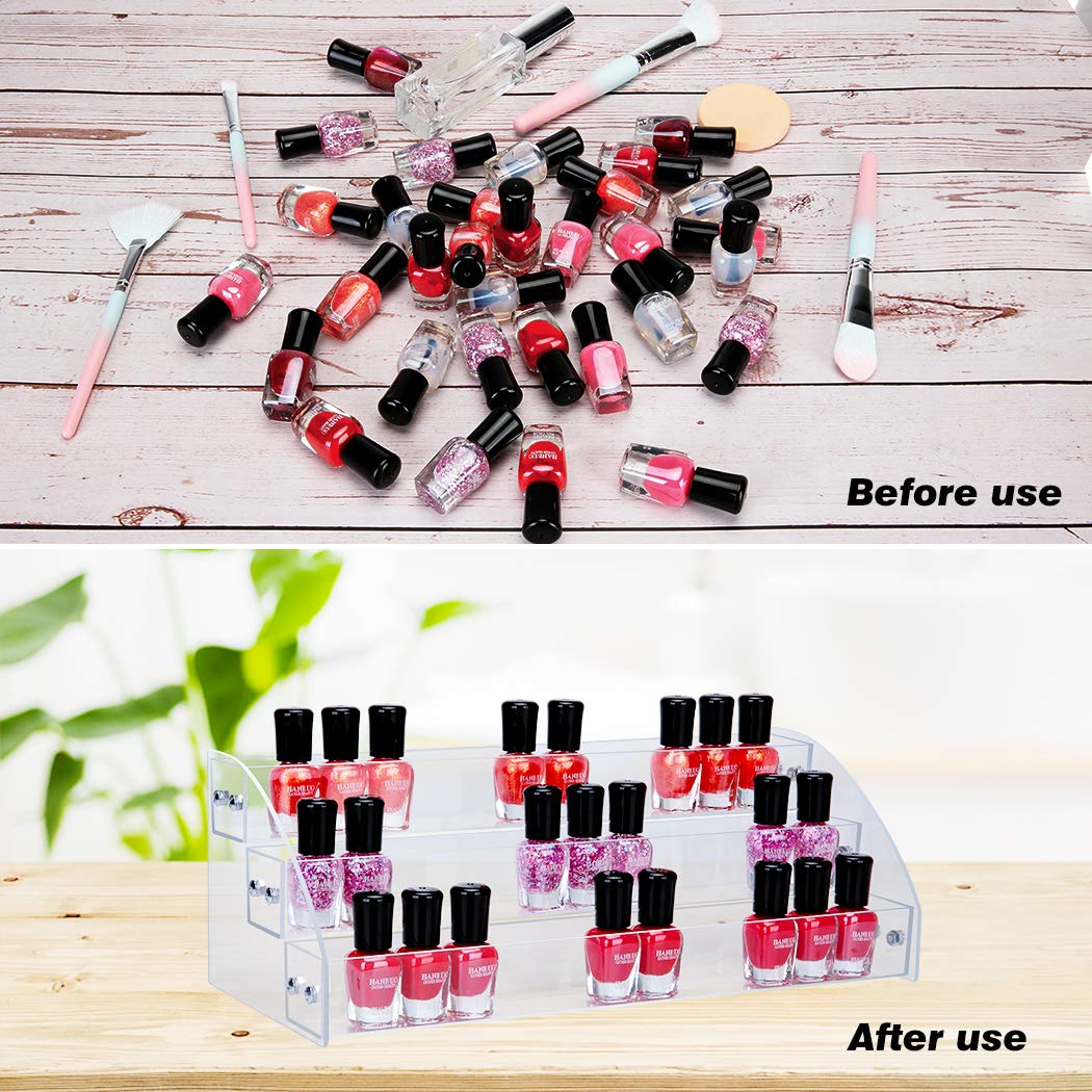 KINGROW Nail Polish Organizer Holder Rack 6 Layers Acrylic Display Rack Eyeglasses Shelf Essential Oils Ink Storage Holds Up to 96 (Fit 1-2oz Bottles)
