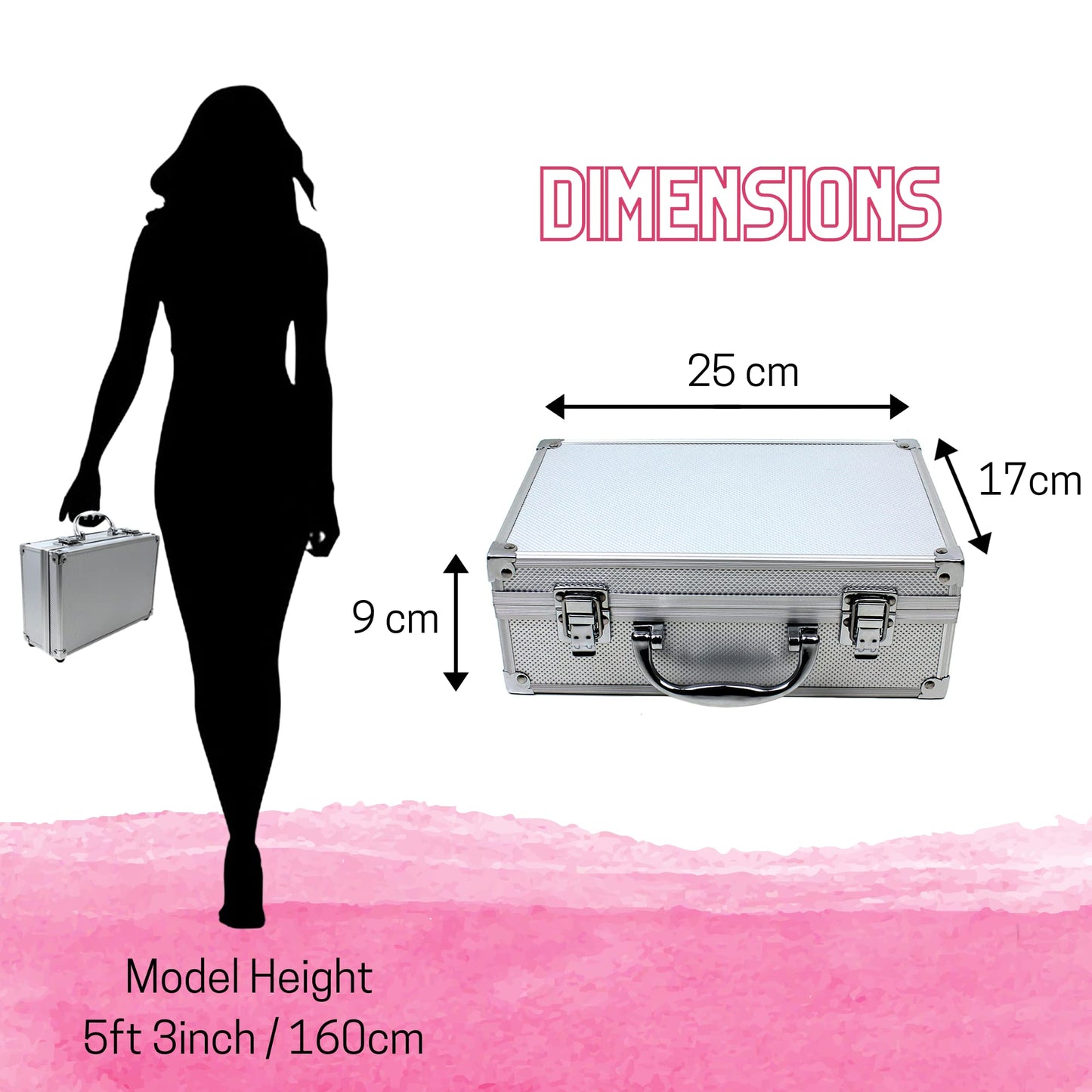 LOVE URBAN BEAUTY Dazzling Makeup Case – 60-Piece Makeup and Nail Set for Teenagers – Elegant Silver Box – Compact and Lightweight Design – Travel-Friendly Women’s Makeup Set