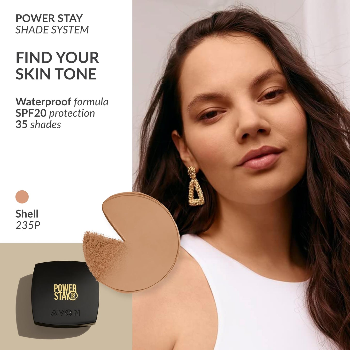 Avon True Flawless Cream To Powder Compact 3-in-1 Concealer, Foundation & Powder Nude - True Blue IQ Colour Technology