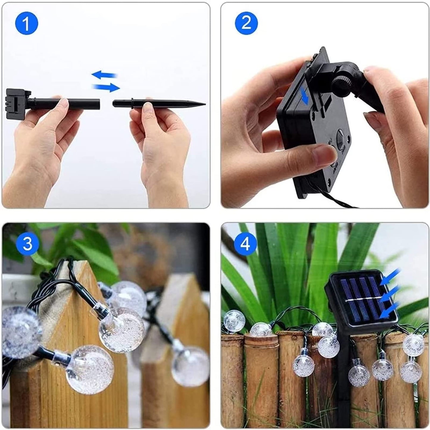 Solar Garden Lights Outdoor, 36ft 60 LED Solar String Lights Waterproof, Solar Powered Crystal Ball Indoor/Outdoor Fairy Lights Decorative for Garden, Patio, Yard, Festival, Parties (White)