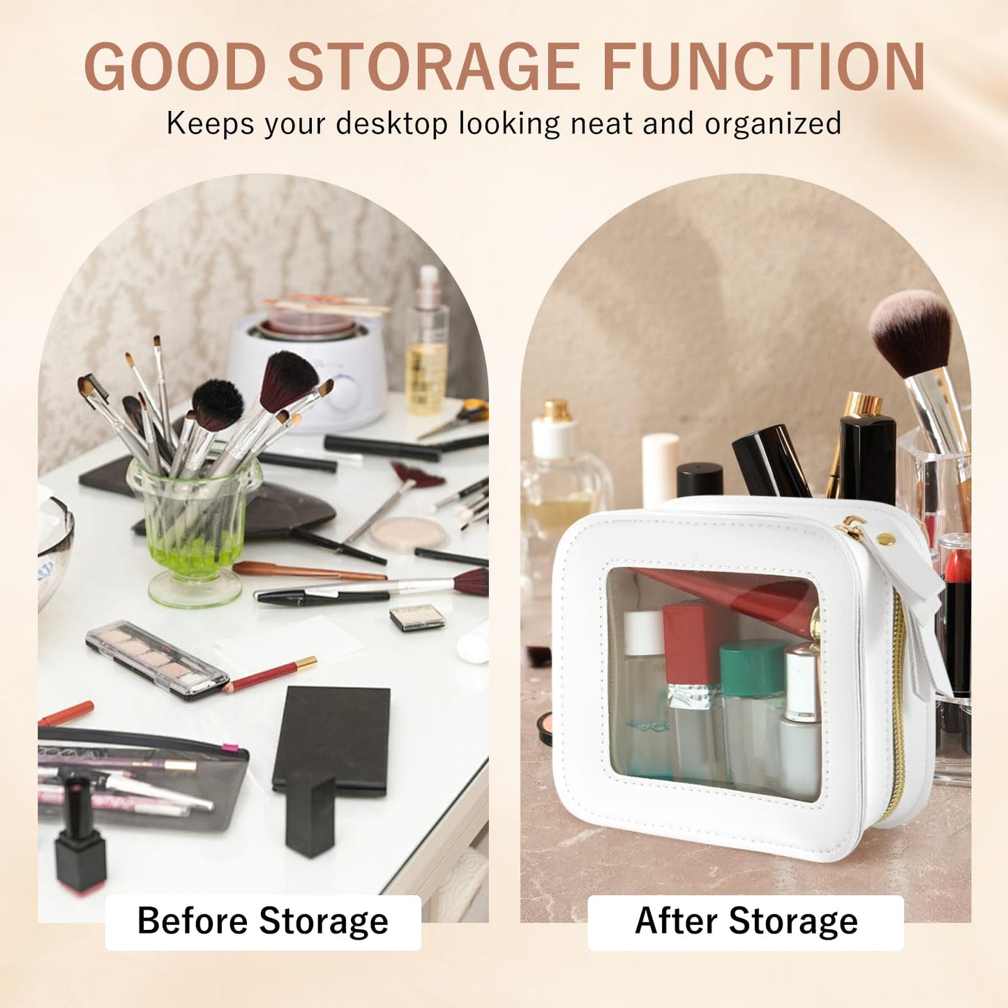 Clear Makeup Bag Travel Toiletries Bags for Women Cosmetic Bags with Double Zippers Waterproof Small Makeup Bag for Ladies Girls