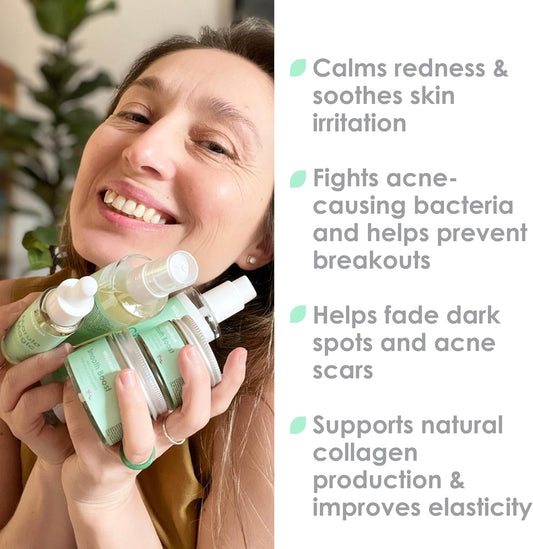 WildMint 5-Step Clear Skin Kit | Antioxidant Cleanser, Toner, Serum, Face Oil & Moisturiser | Natural Skincare for Menopause, Hormonal Acne, Dark Spots, Dryness & Mature Skin | UK Vegan & Cruelty-Free