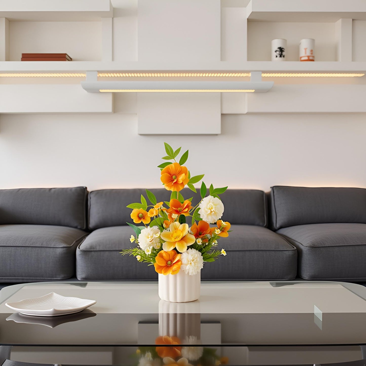 Artificial Flowers With Vase Faux Hydrangea Flower Arrangements for Home Garden Party Wedding Decoration