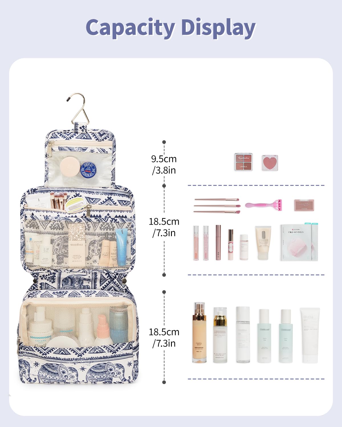 Travel Hanging Toiletry Wash Bag Makeup Cosmetic Organizer for Women Girls Kids Waterproof