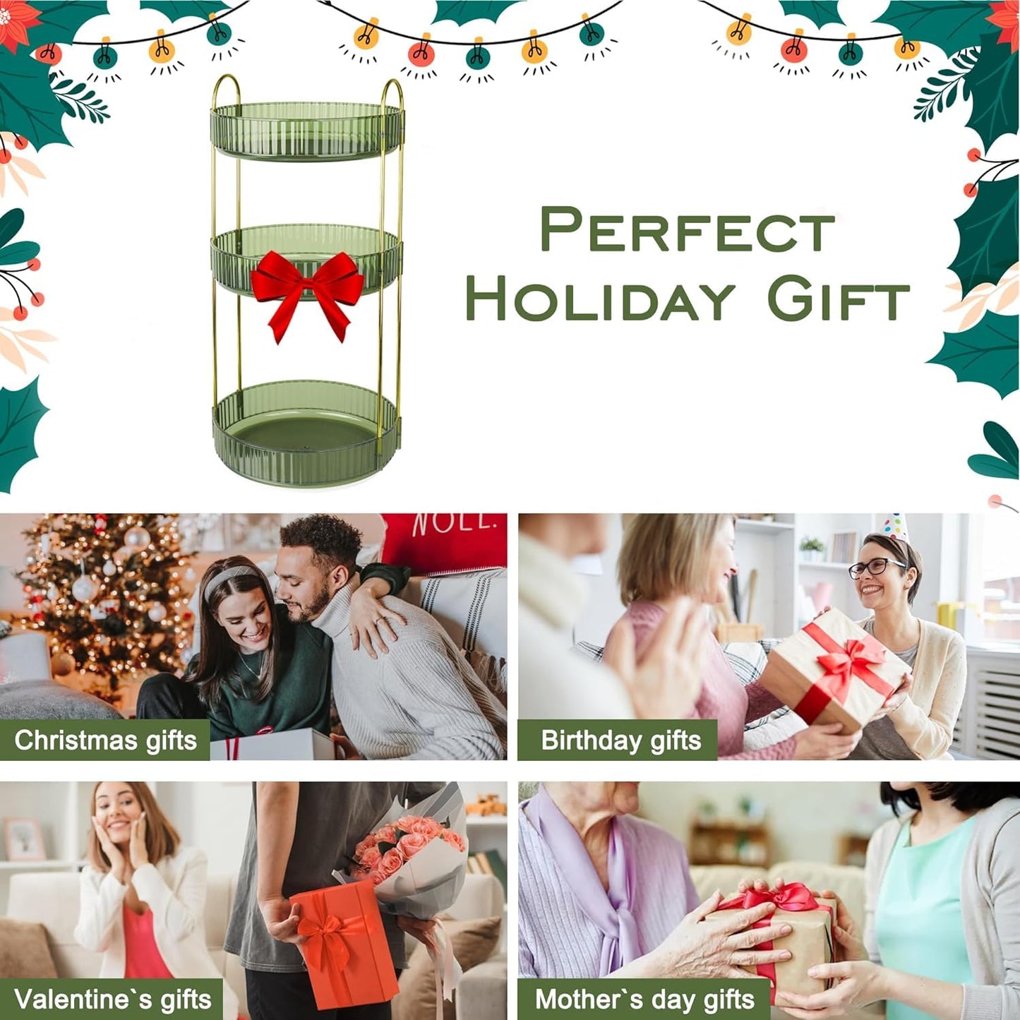 Rotating Makeup Organizer for Vanity, Large Skincare Make Up Storage Perfume Organizers for Bathroom Counter, Clear Cosmetic Lipstick Toiletry Dresser Organizer Spinning Holder