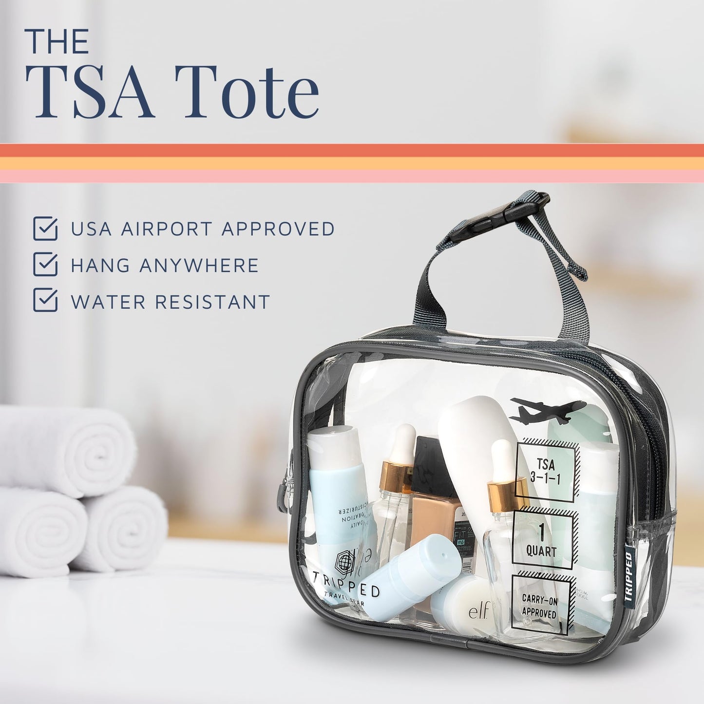 Toiletry Bag Kit Set: Hanging Travel Toiletry Bag + 311 TSA Cosmetic Liquid Bag + Ultralight Accessory Organizer Pouch, Navy, 3 Piece Toiletry Set