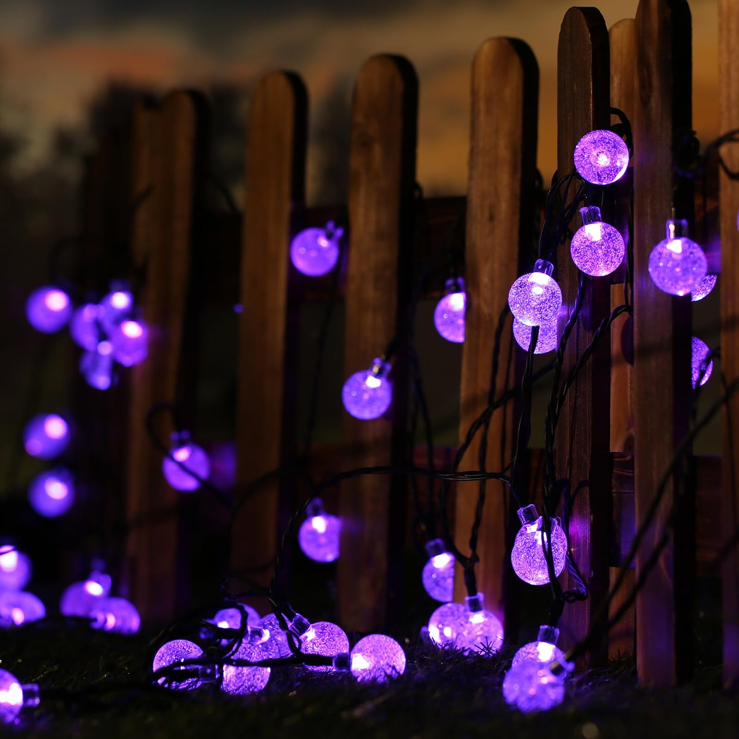 Solar Garden Lights Outdoor, 36ft 60 LED Solar String Lights Waterproof, Solar Powered Crystal Ball Indoor/Outdoor Fairy Lights Decorative for Garden, Patio, Yard, Festival, Parties (White)