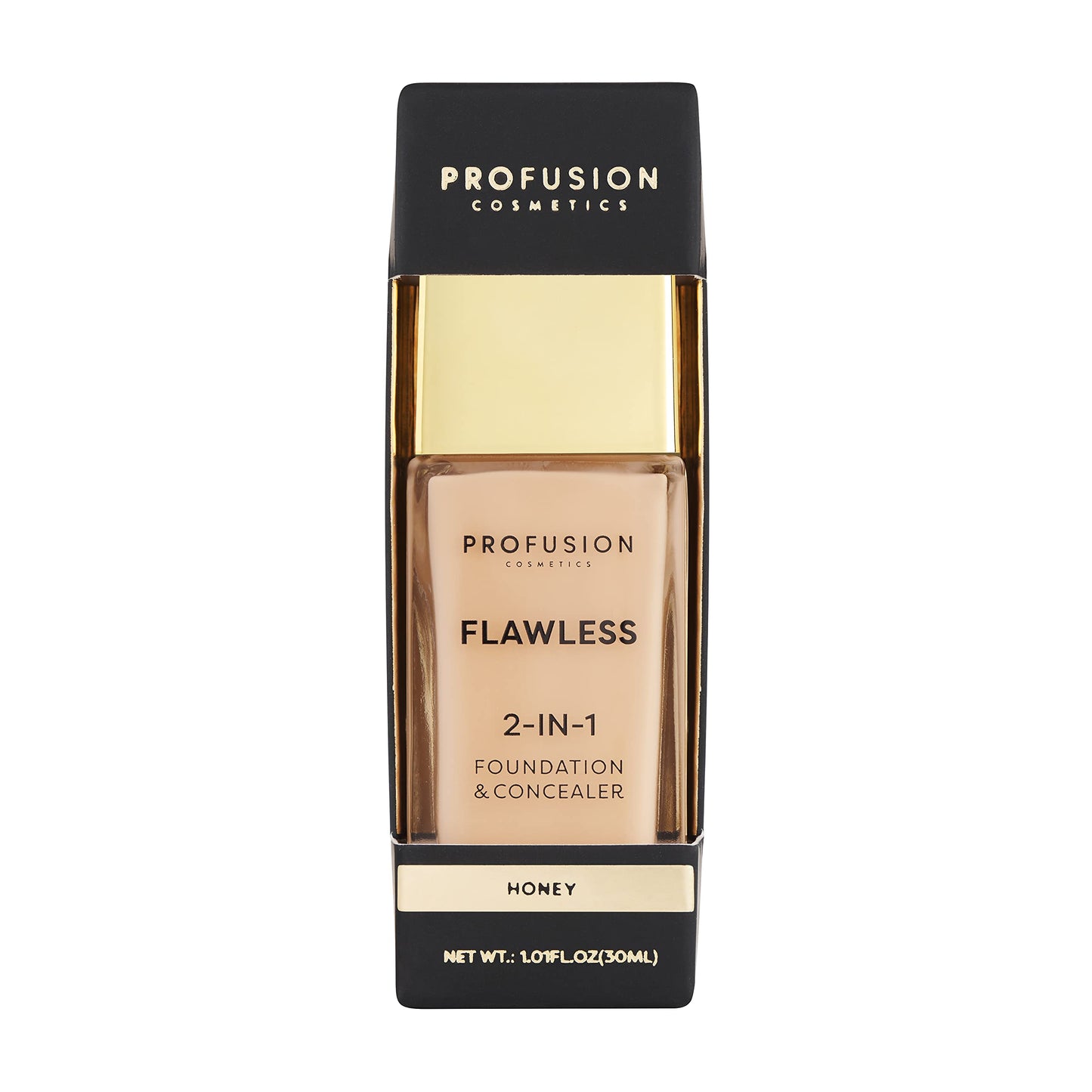 Profusion Cosmetics 2-In-1 Foundation and Concealer for Medium Deep Skin Tone, Flawless Full Coverage and Matte Finish with Convenient Solution for Achieving Polished Look - Golden Tan