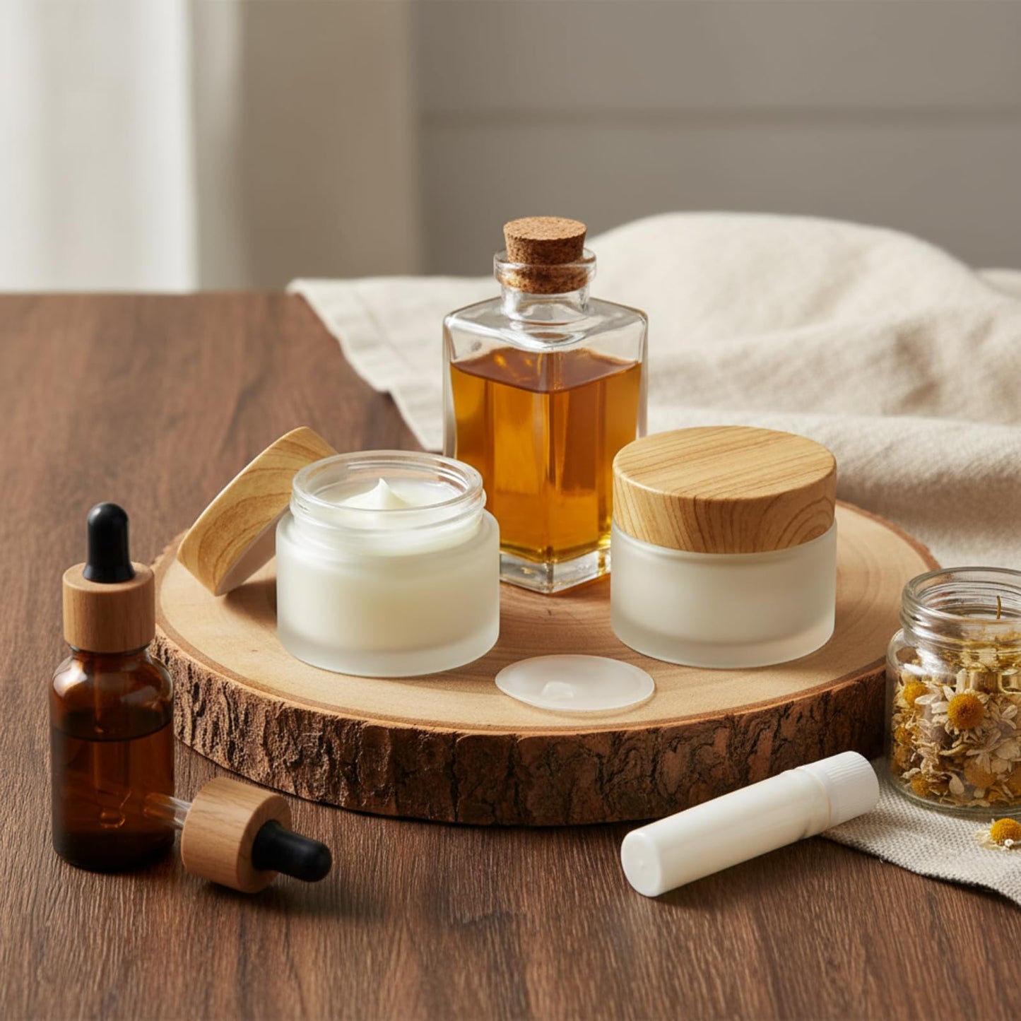 ZENFUN 16 Pcs Glass Cosmetic Containers 50 Gram/50ml Empty Sample Jar with Plastic Lid, Frosted Glass Bottle, Small Makeup Sample Jars, Refillable Travel Jars for Cream, Lotions, Lip Balm