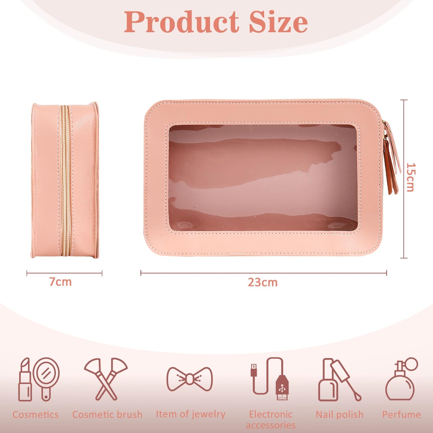 Clear Makeup Bag Travel Toiletries Bags for Women Cosmetic Bags with Double Zippers Waterproof Small Makeup Bag for Ladies Girls