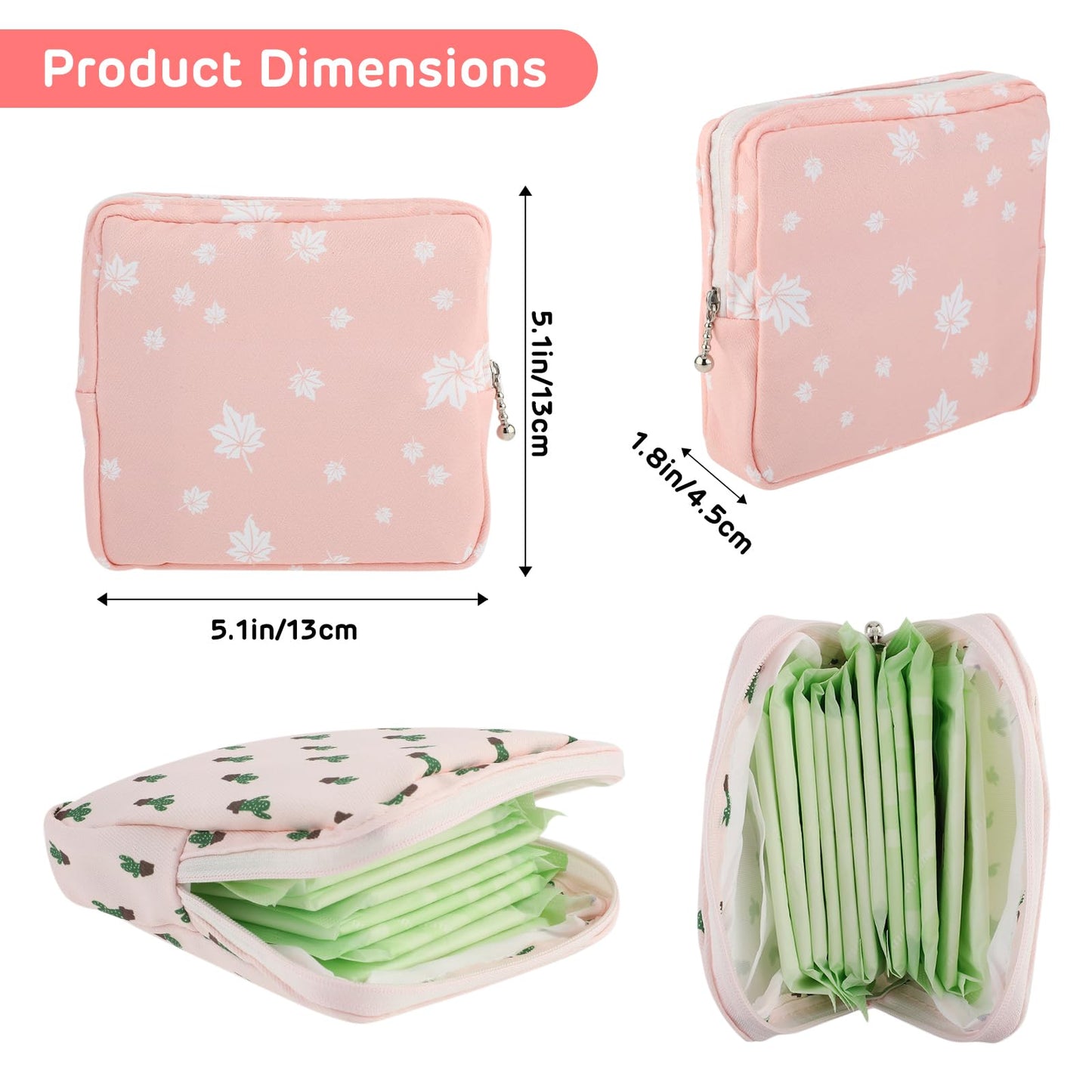 3Pcs Sanitary Pad Storage Bag - Small Period Pouch for Purse, Tampon Pad Holder & Organizer, Feminine Care Period Bags for Teen Girls School