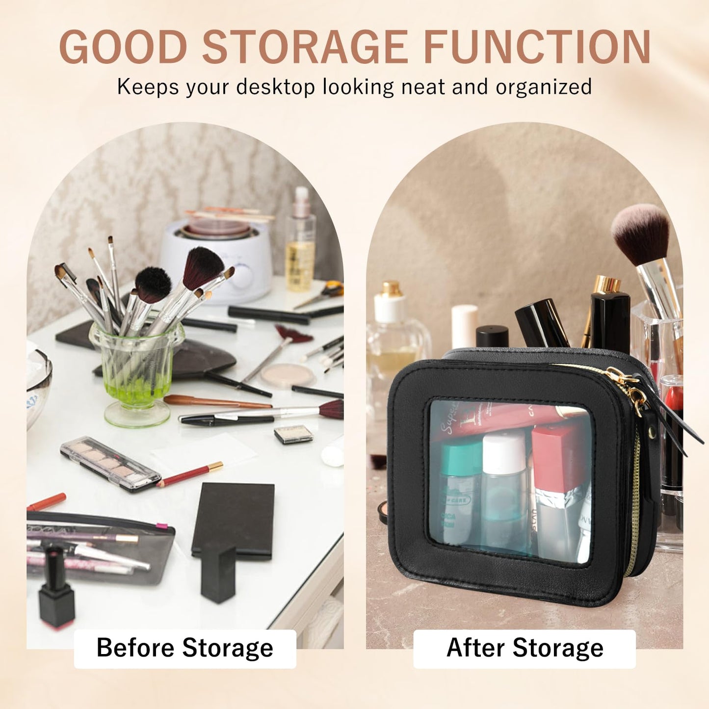 Clear Makeup Bag Travel Toiletries Bags for Women Cosmetic Bags with Double Zippers Waterproof Small Makeup Bag for Ladies Girls