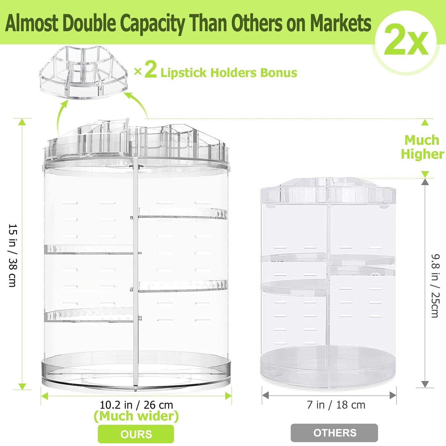 Boxalls Rotating Make-Up Organizer, Large Capacity 360 Degree Cosmetic Make-Up Storage, Adjustable 8 Layers Storage Box Makeup Organizer – Large Size