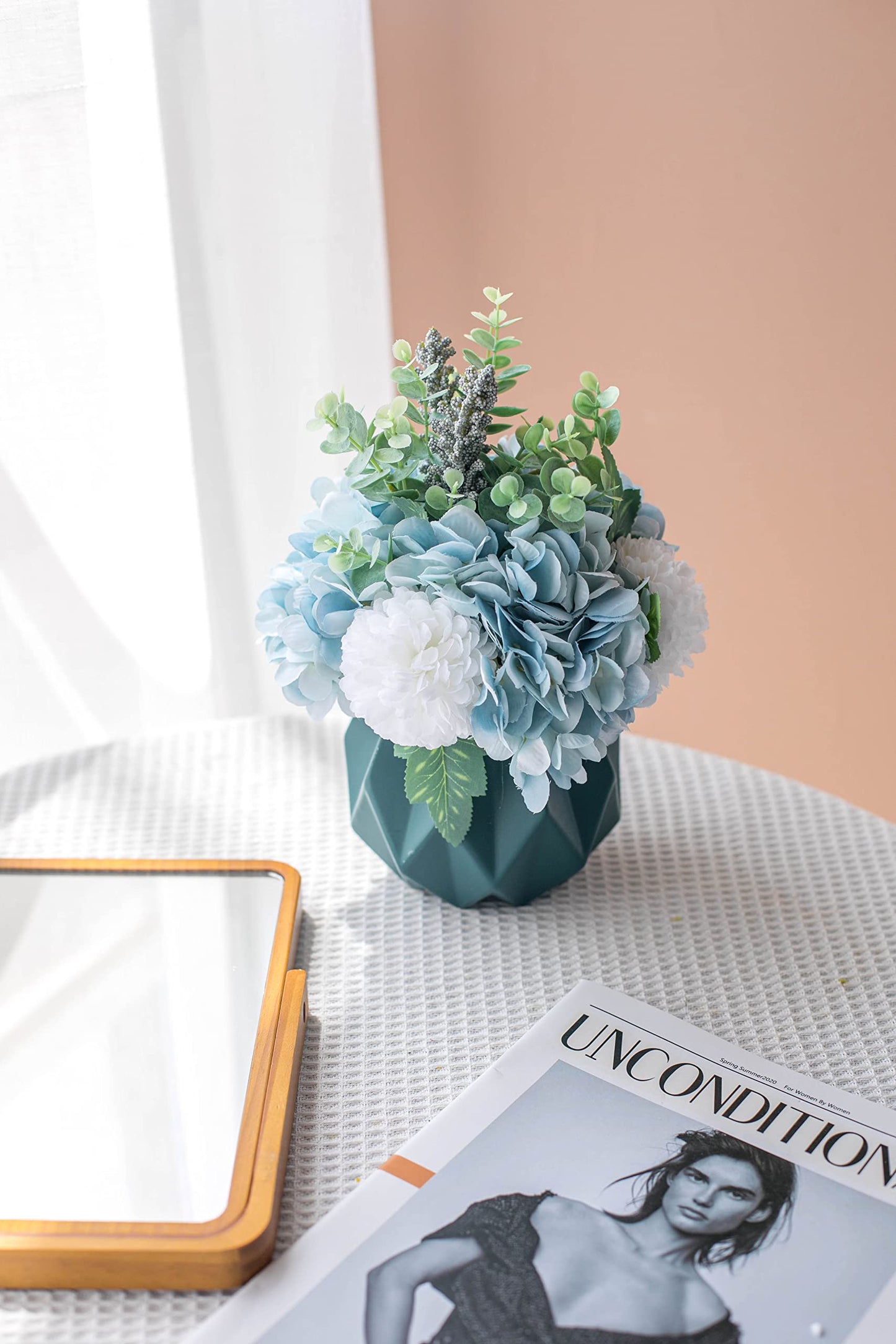 Artificial Flowers With Vase Faux Hydrangea Flower Arrangements for Home Garden Party Wedding Decoration