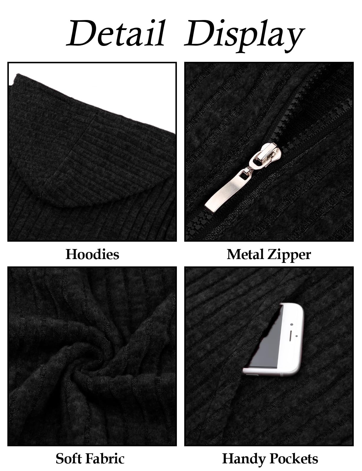 Flikity Womens Cardigans Zip Up Ladies Hoodies with Large Pockets Long Sleeve Tunic Tops Ladies Lightweight Jackets Casual Work Clothes M-XXL