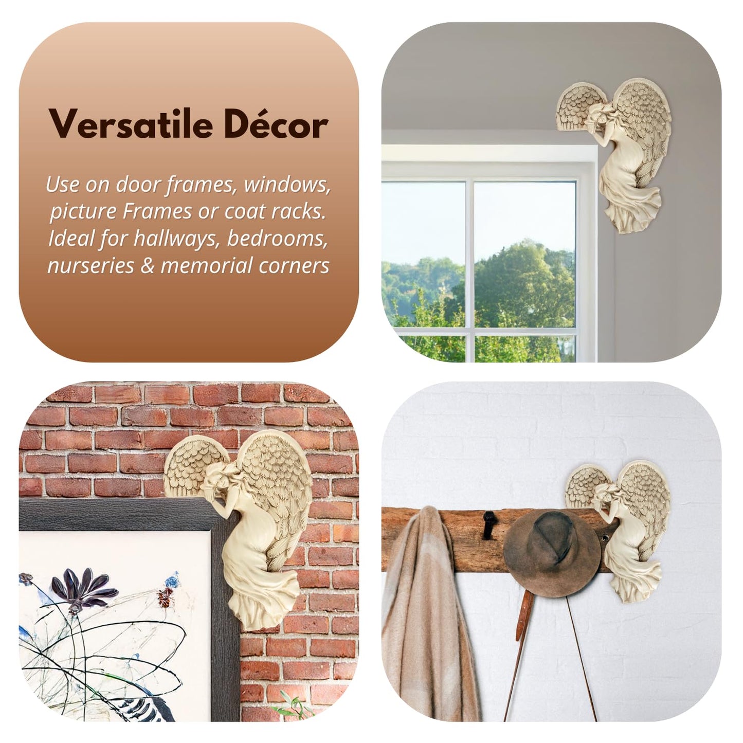 Marco Paul Sleeping Angel Corner Door Frame Statue Resin Angel Ornament Stone Effect Female Figurine Angel Wings Left Angle Door Sculpture Wall Art for Garden, Weddings, Home Decor